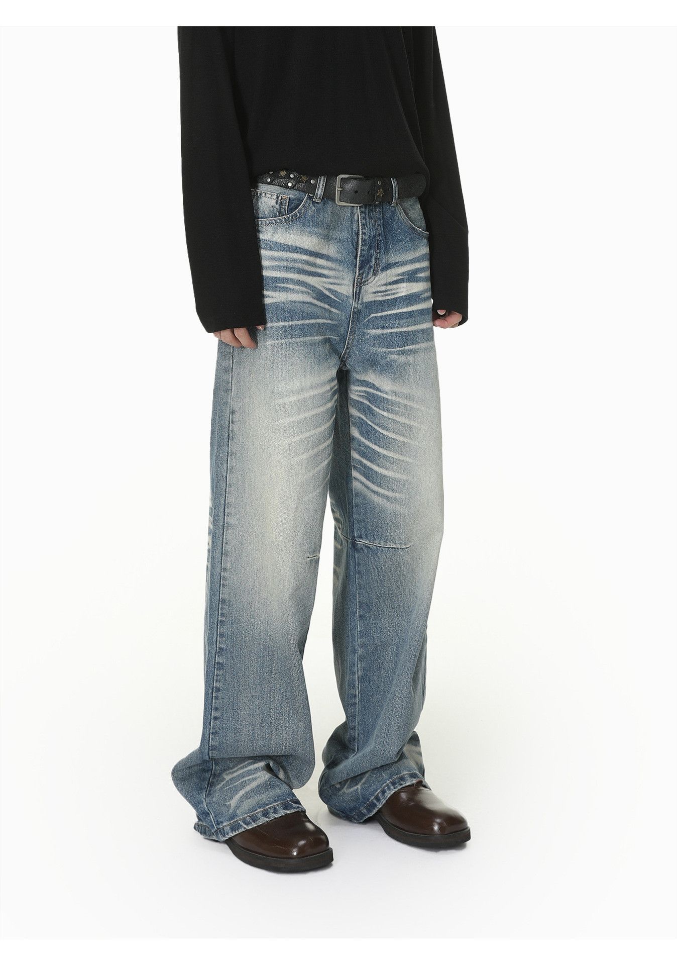 Japanese Brand Men's Cleanfit Washed & Distressed Straight-Leg Jeans Size US 32 / EU 48 - 3 Thumbnail