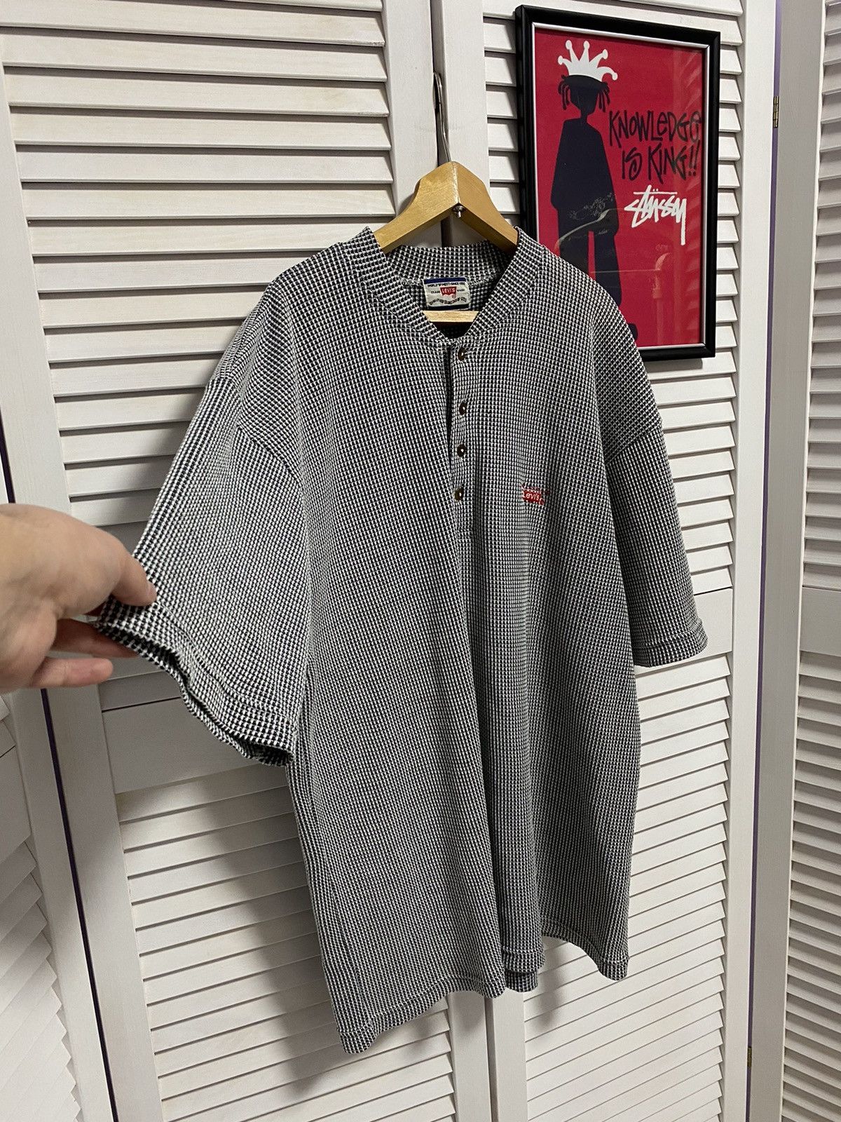 Levi's × Vintage Vintage 80/90s Polo Shirt Levi's Chain Link Pattern Mesh Size US XL / EU 56 / 4 - 3 Thumbnail