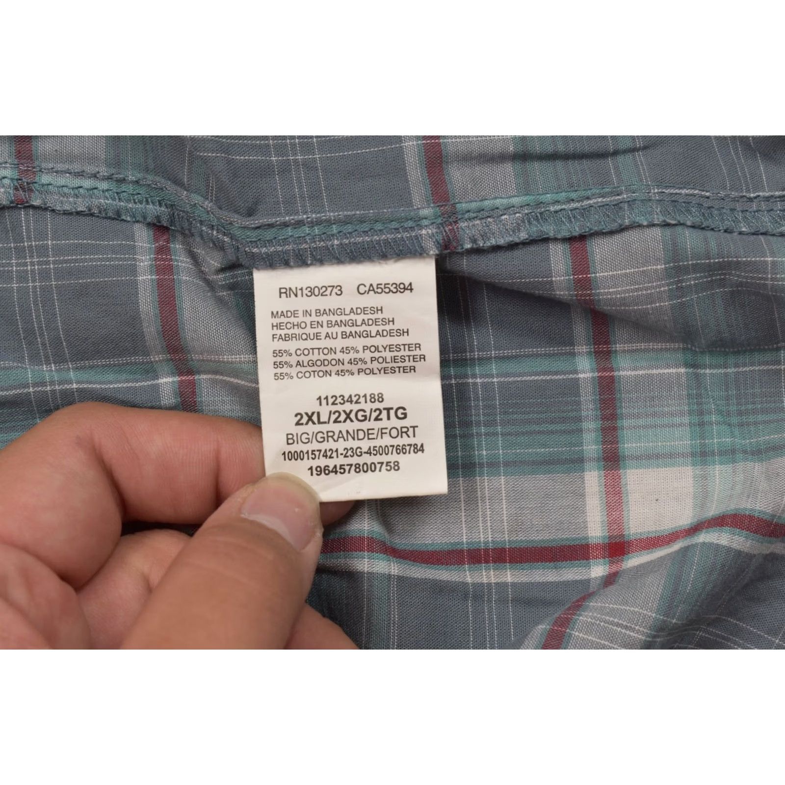 Wrangler VINTAGE Wrangler Western Shirt Men 2XL Gray Teal Plaid Pearl Snap Short Sleeve Cotton Button-Up Western Mens Size US XXL / EU 58 / 5 - 2 Thumbnail