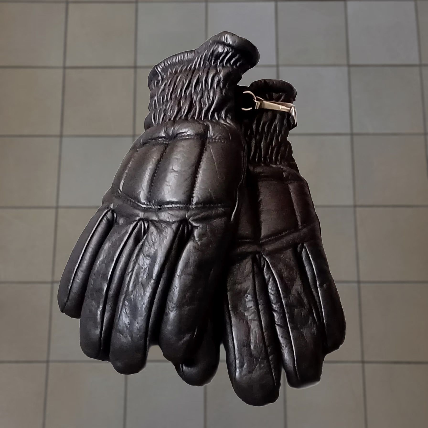 Vintage Leather Gloves Womens S Black Wool Sherpa Lined Puffer Ski Motorcycle Ladies Size ONE SIZE - 1 Thumbnail