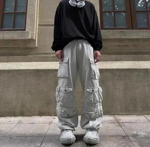 Japanese Brand × Vintage Retro multi-pocket loose wide-leg cargo trousers Size US 32 / EU 48 - 3 Thumbnail