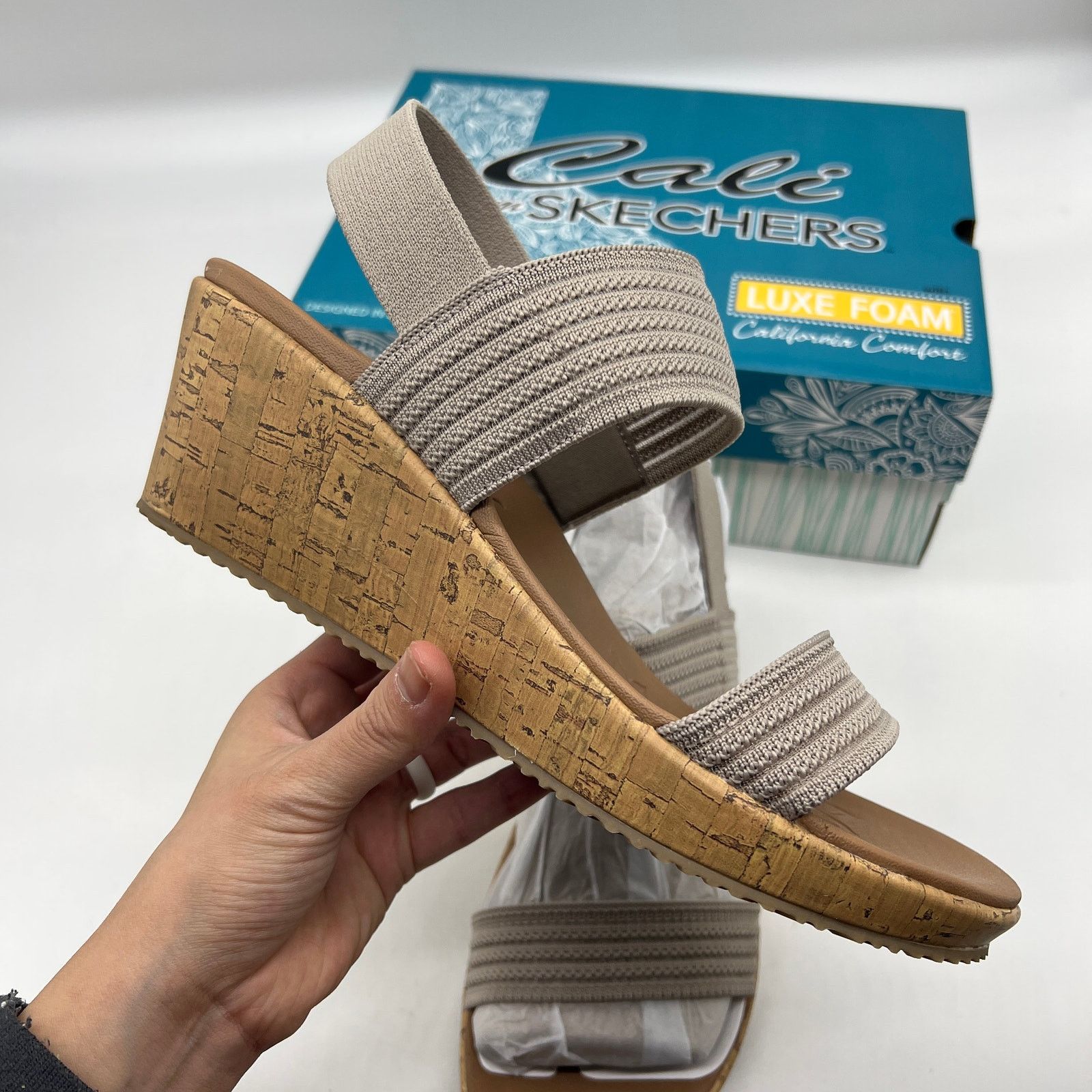 SKECHERS Skechers Beverlee Vegan Wedge Strappy Sandals Brown Gray Size US 11 / IT 41 - 5 Thumbnail