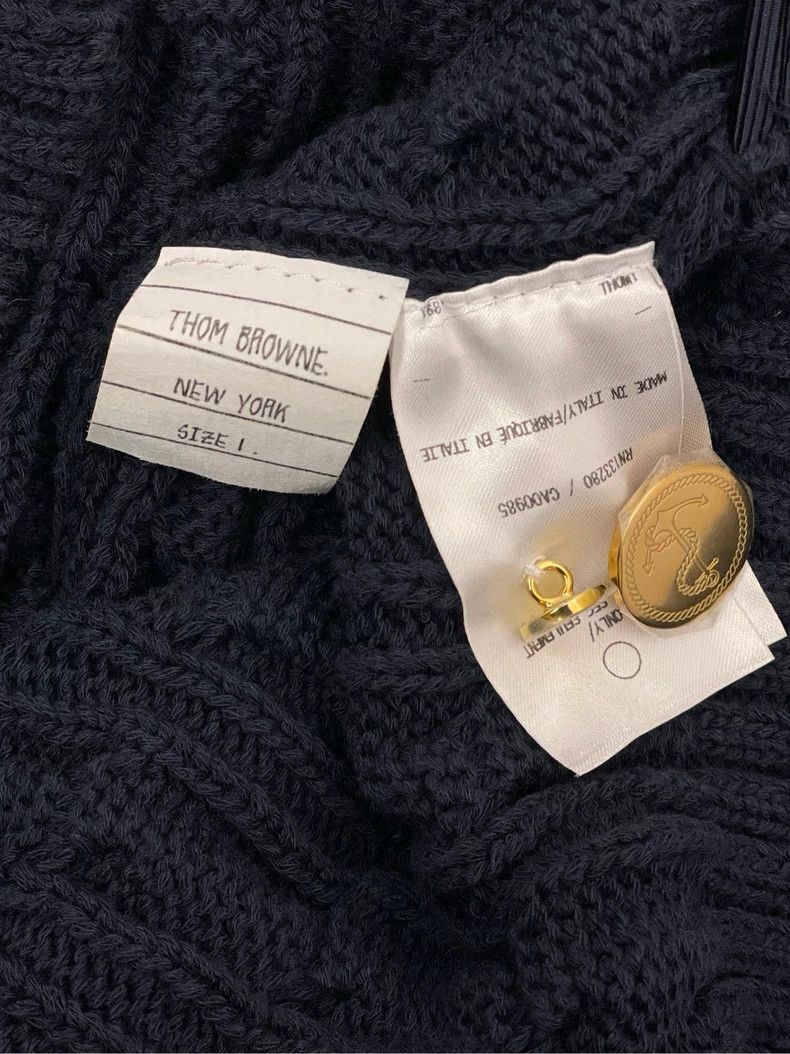 Thom Browne Thom browne Navy blue back zipper gold buckle knitted jacke Size US S / EU 44-46 / 1 - 6 Thumbnail