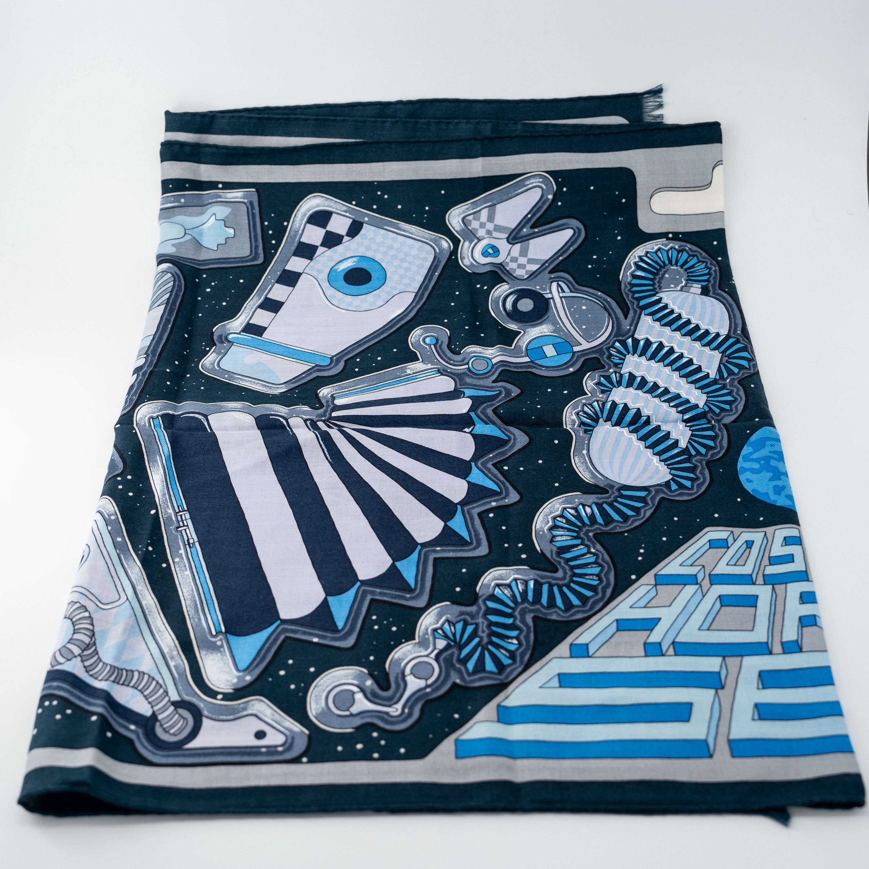 Hermes Hermes COSMIC HORSE SET scarf 63x180CM Cashmere Silk Blue Size ONE SIZE - 7 Thumbnail