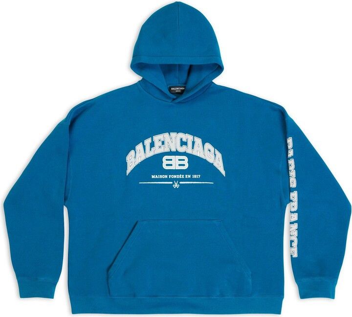 image of O1Mt1Gz0524 Maison Balenciaga Wide Fit Hoodies In Blue, Men's (Size Small)