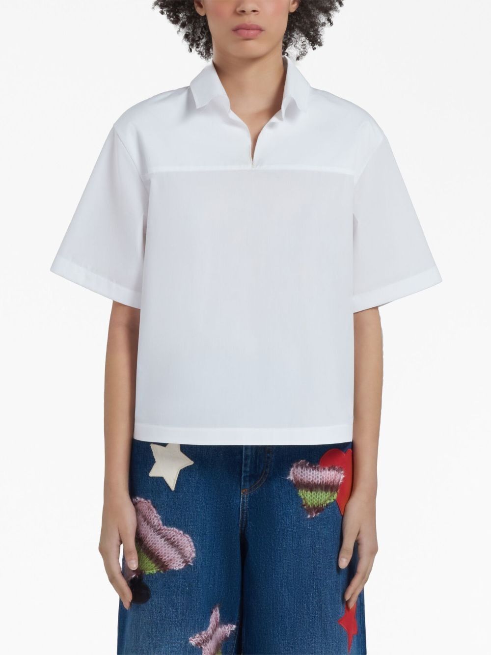Marni o1w1db10125 Short Sleeve Cotton Shirt in White Size M / US 6-8 / IT 42-44 - 2 Thumbnail