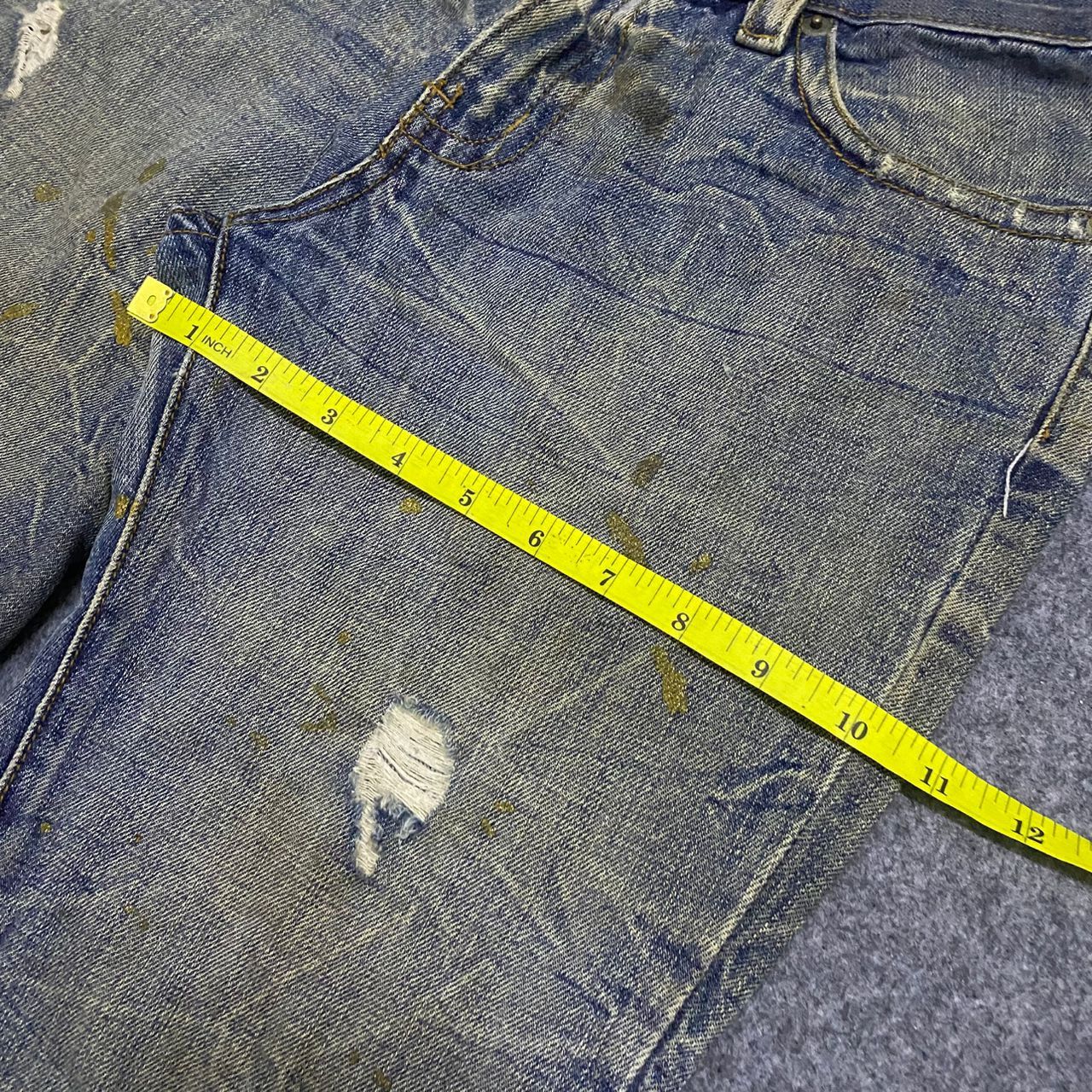 Japanese Brand 💥Flare💥Vintage Agate Label Punk Distressed Denim Size 32" / US 10 / IT 46 - 6 Thumbnail