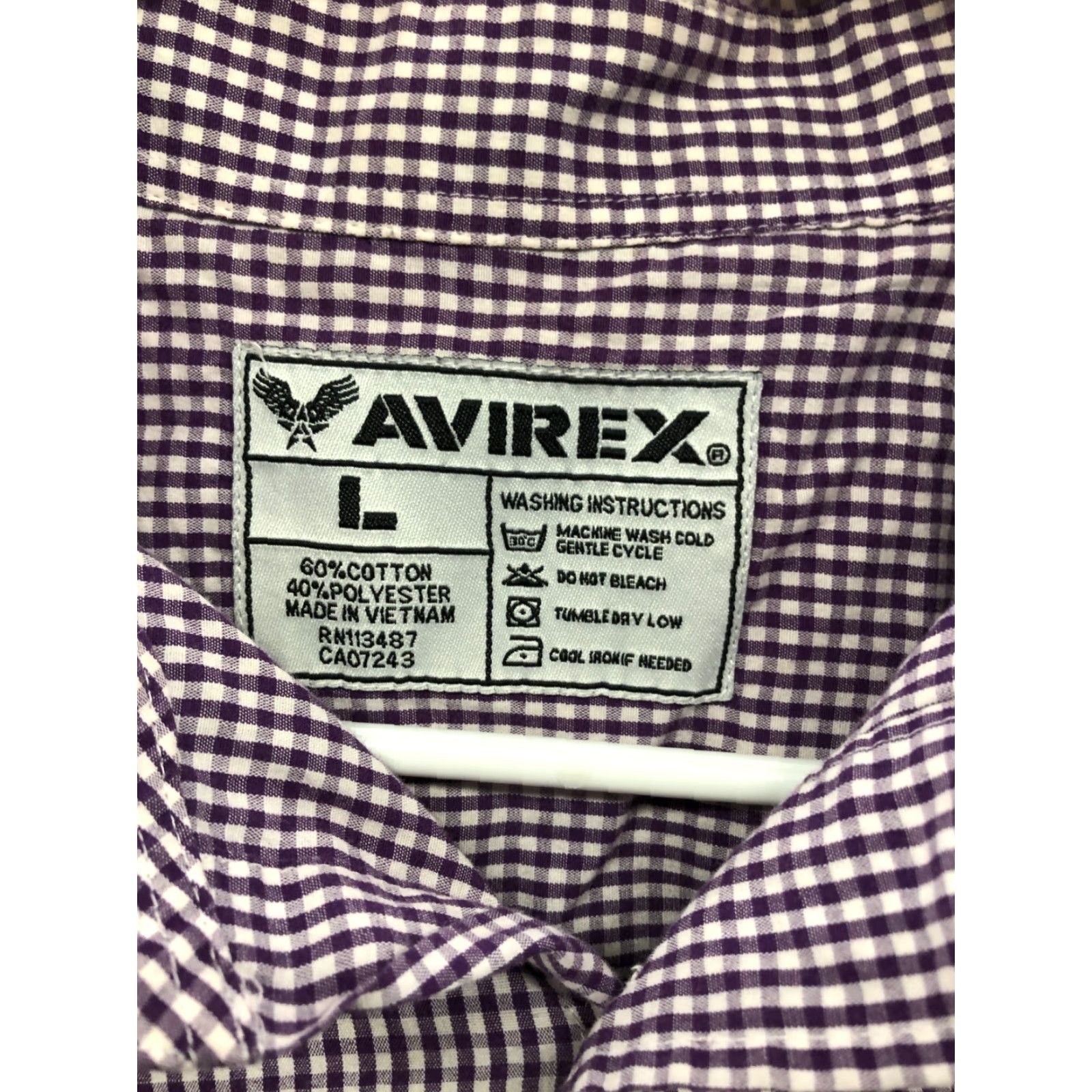 Avirex Avirex Shirt L Mens Short Sleeve Purple Check Button-Up Shirt Size US L / EU 52-54 / 3 - 6 Thumbnail