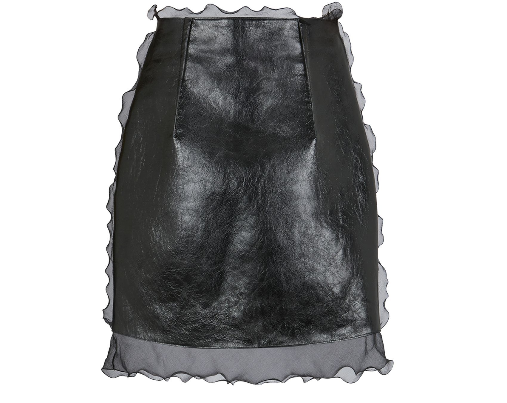 Fendi o1loc1c1024 FPD945 Leather Mini Skirt in Black Size 38" / US 16 / IT 52 - 2 Thumbnail