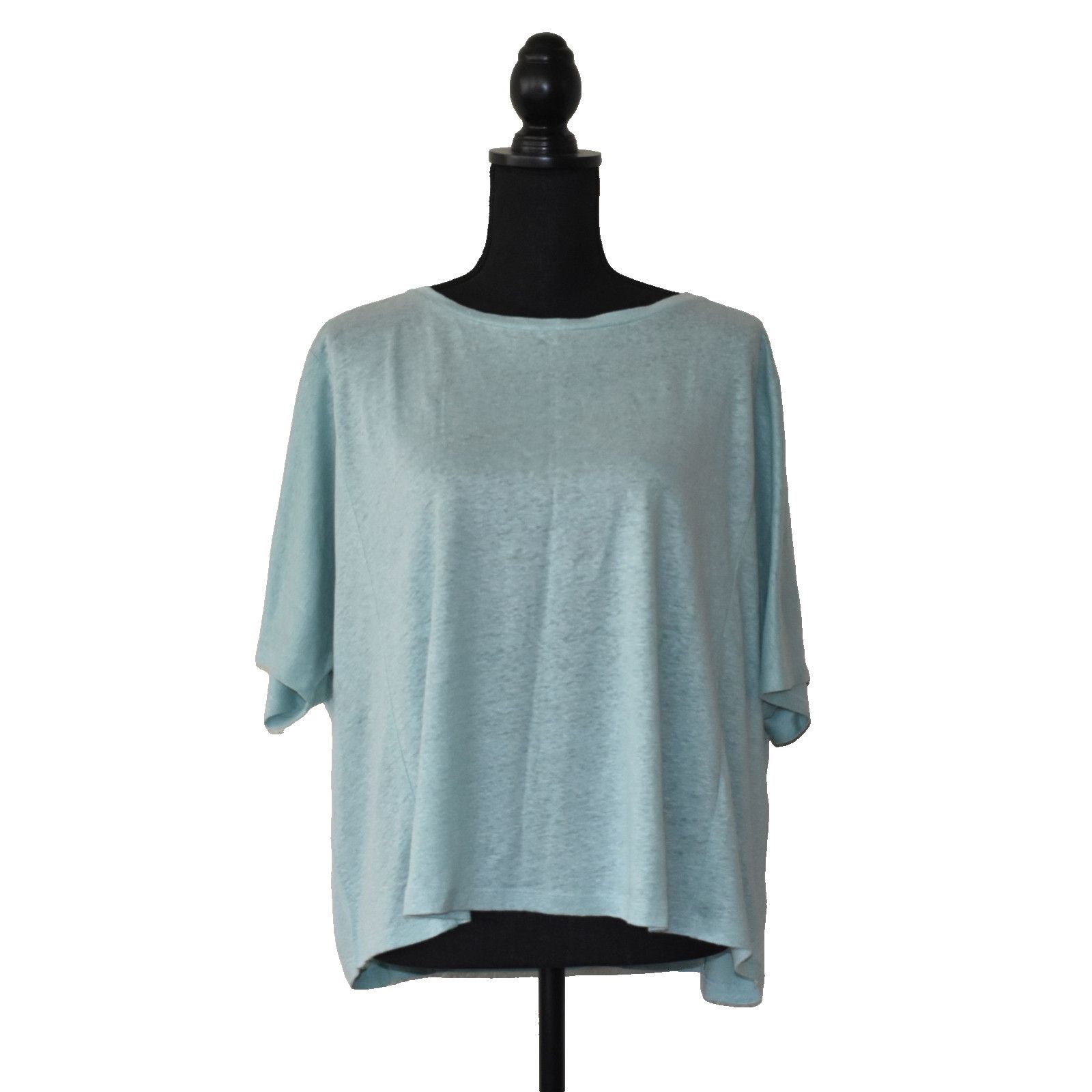 Eileen Fisher EILEEN FISHER Green Org Linen Capri Dolman Tee Top Sz L $128 Size L / US 10 / IT 46 - 1 Thumbnail