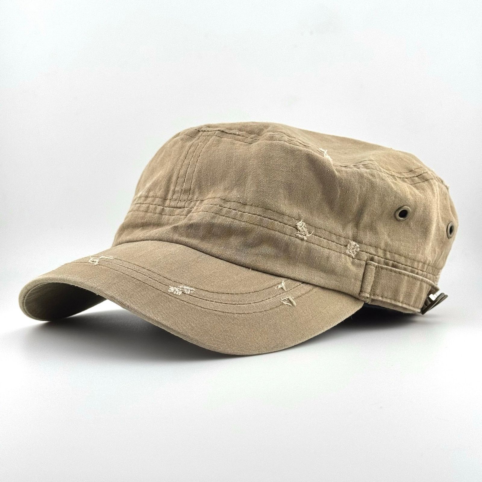 Japanese Brand Y2K Blank Distressed Military Work Hat VTG Patrol Cadet Cap Size ONE SIZE - 3 Thumbnail