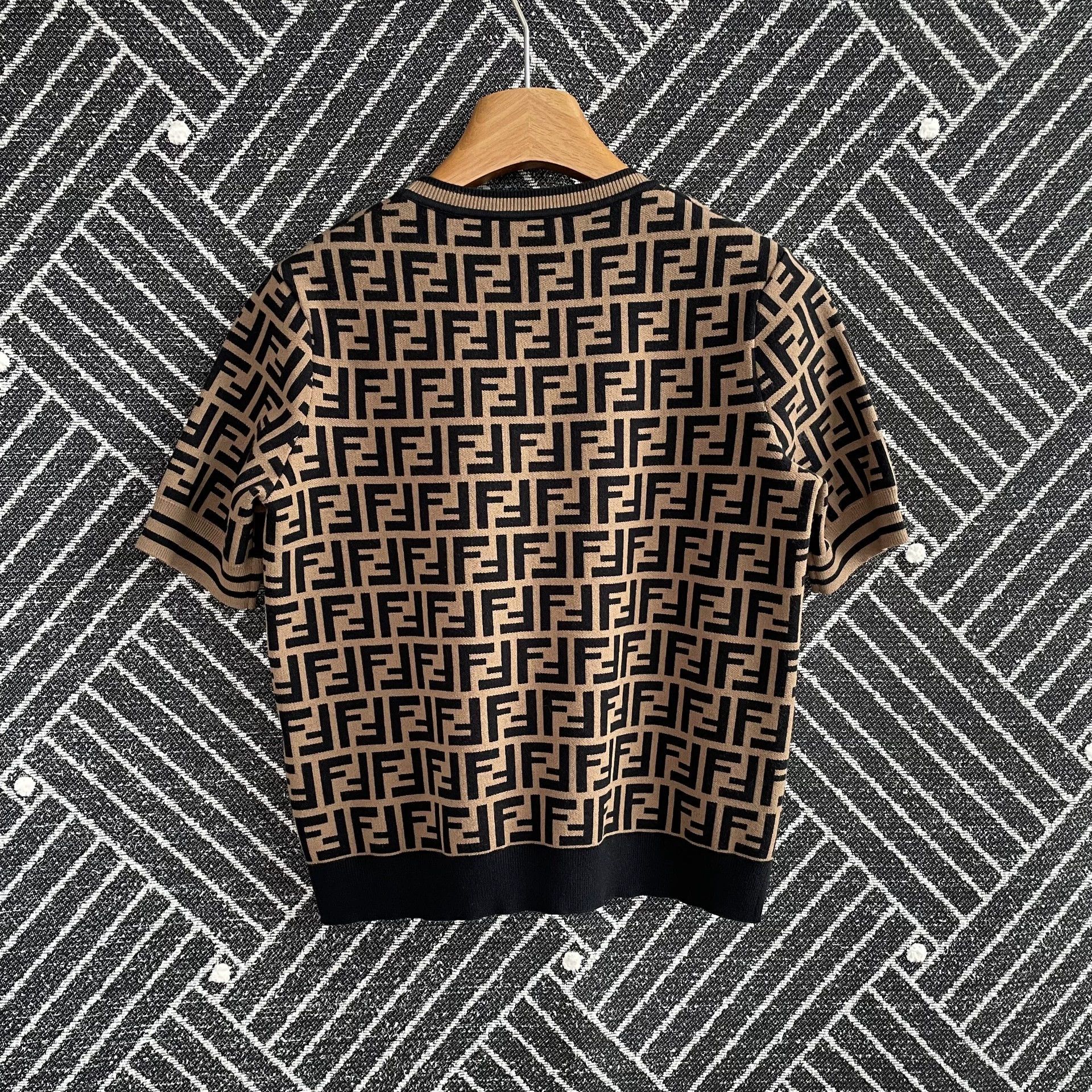 Fendi FENDI Womens New FF Allover Print SS Knit Brown 40 Size S / US 4 / IT 40 - 2 Thumbnail