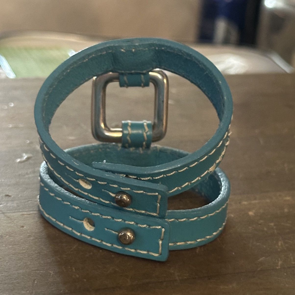 Vintage Turquoise leather double wrap bracelet Size ONE SIZE - 5 Thumbnail