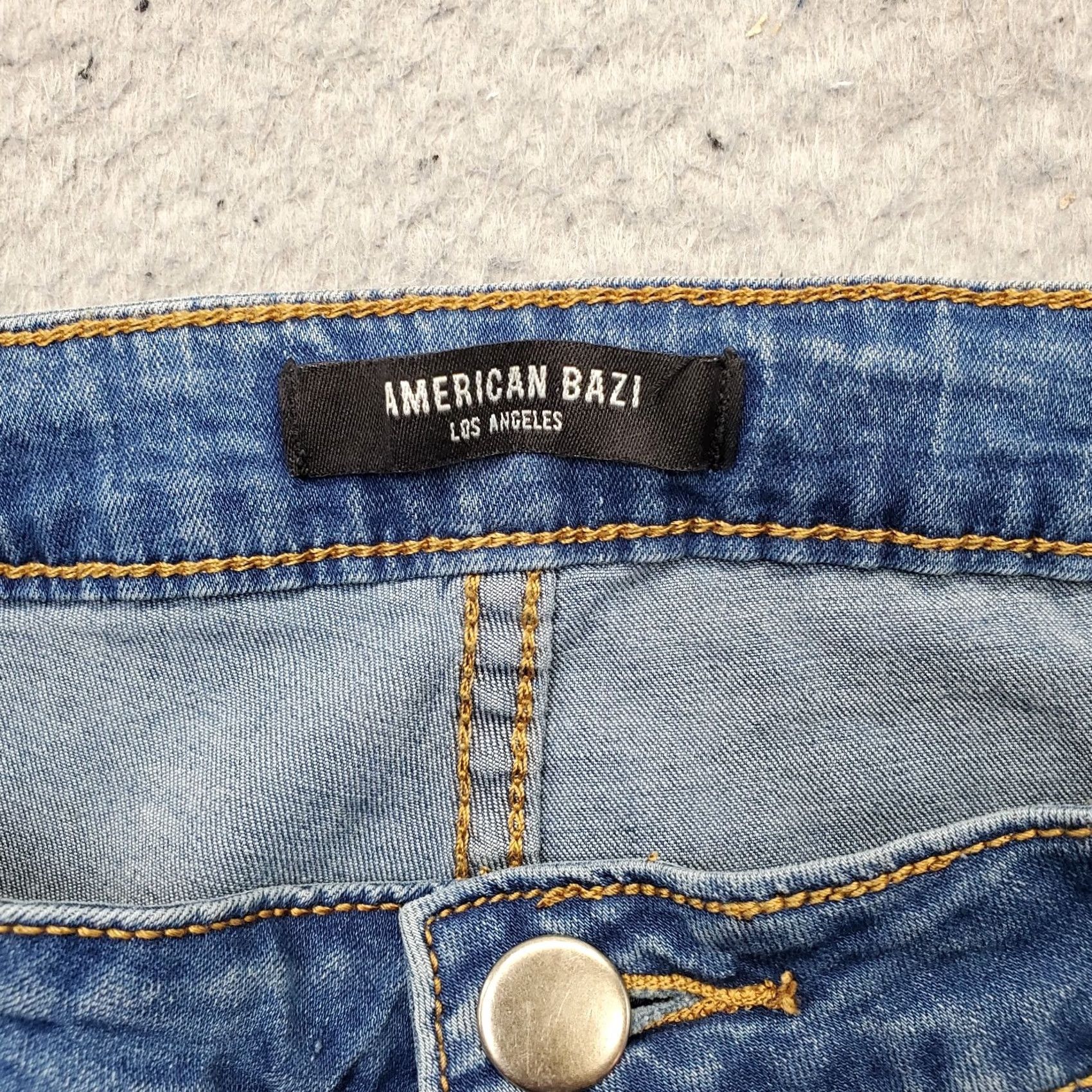 Vintage American Bazi Flare Jeans Women Medium Blue Denim Stretch Faded Boho Bell Bottom Size 32" / US 10 / IT 46 - 7 Thumbnail