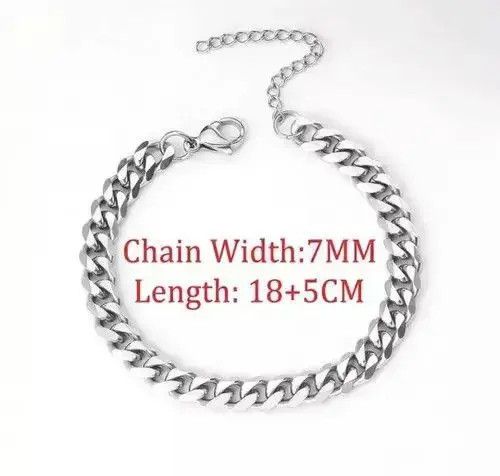 Jewelry Cuban Link Bracelet Chain Gothic Chrome Casual Punk Grunge Size ONE SIZE - 4 Thumbnail