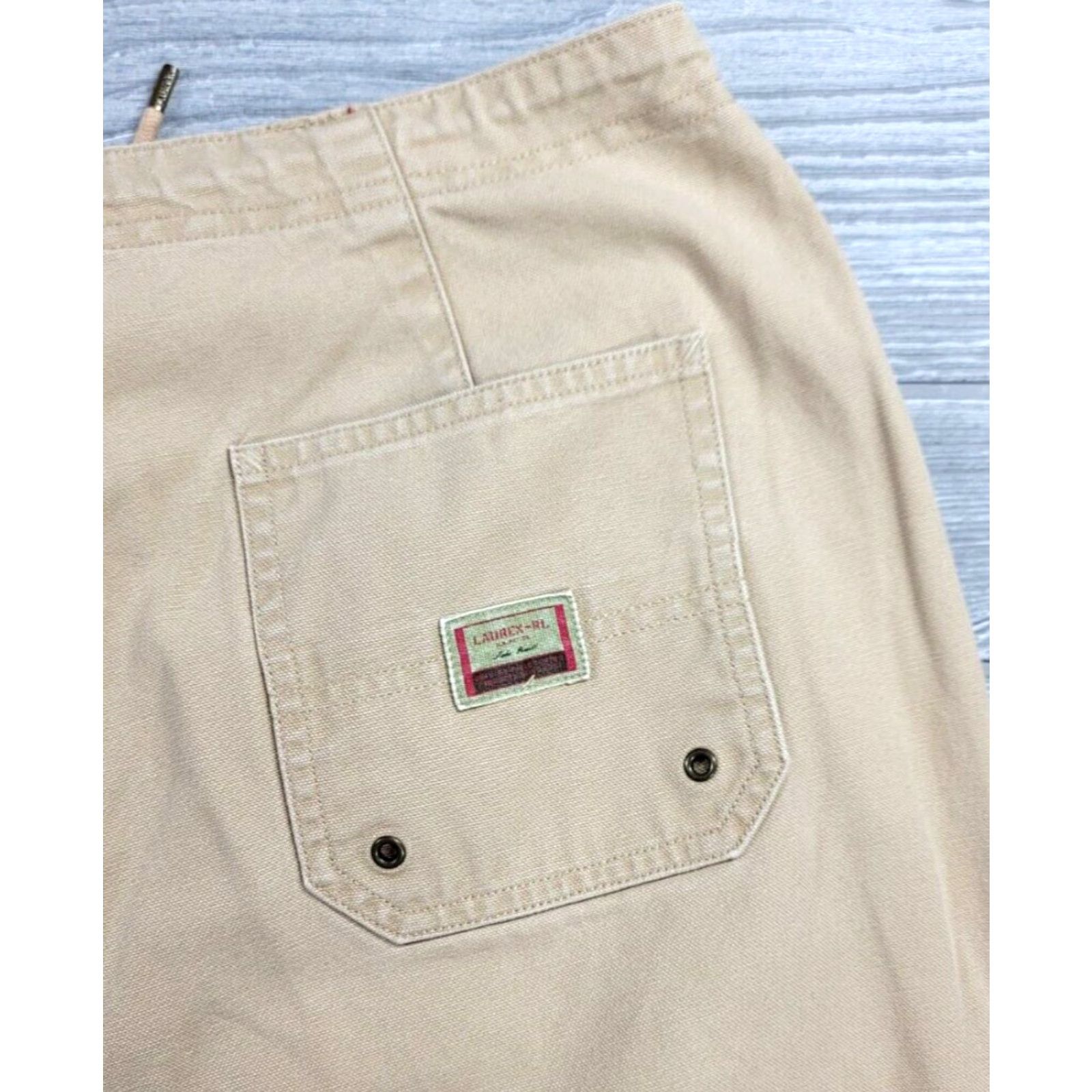 Ralph Lauren Lauren Ralph Lauren Women Pants 14 High Waist Drawstring Canvas Beige 34x28 Size 36" / US 14 / IT 50 - 7 Thumbnail