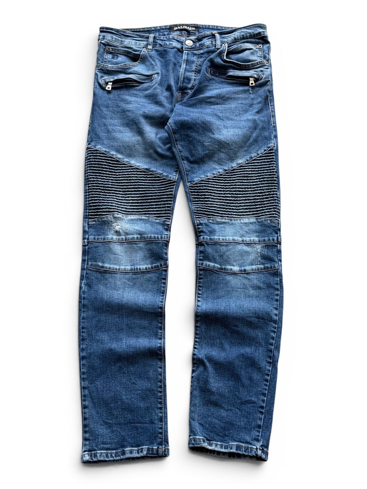 Balmain 2000s Balmain Washed Biker Denim Jeans Size US 36 / EU 52 - 1 Thumbnail