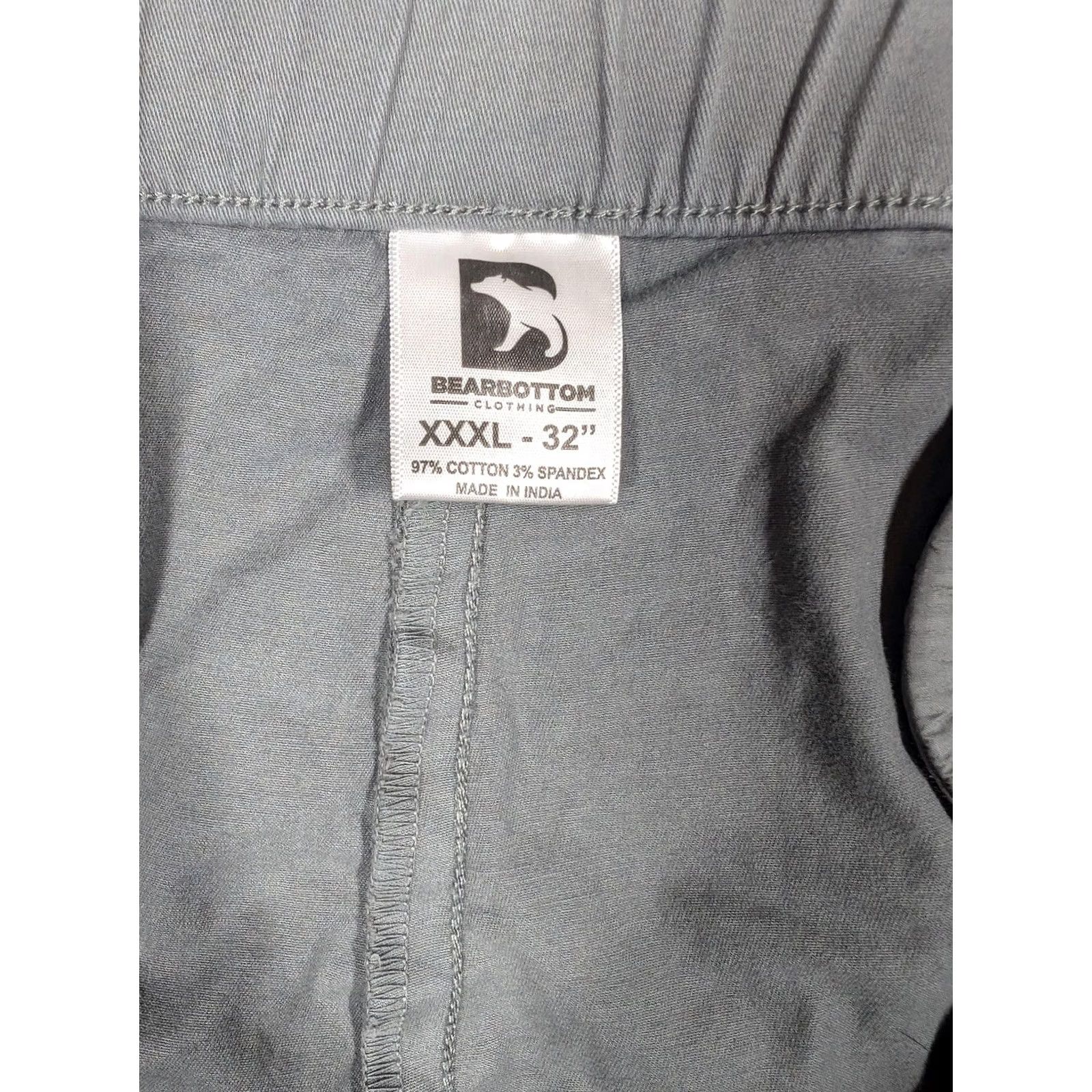 Vintage Bearbottom Pants Mens 3XL 32 Gray Stretch Chino Casual Cotton Spandex Front Zip Pockets Button Size US 39 - 6 Thumbnail
