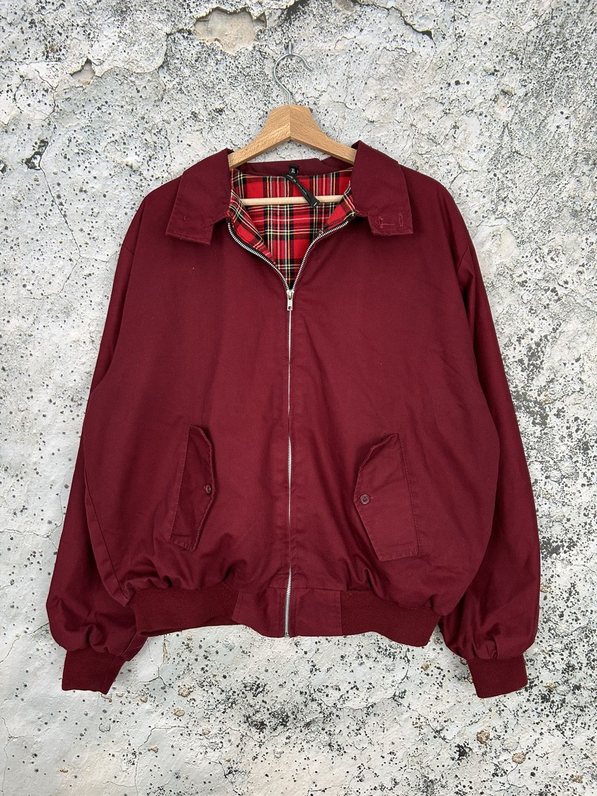 Vintage Vintage Burgundy Bomber Jacket Checked 90s Boxy Skate Grunge Size US XL / EU 56 / 4 - 1 Thumbnail
