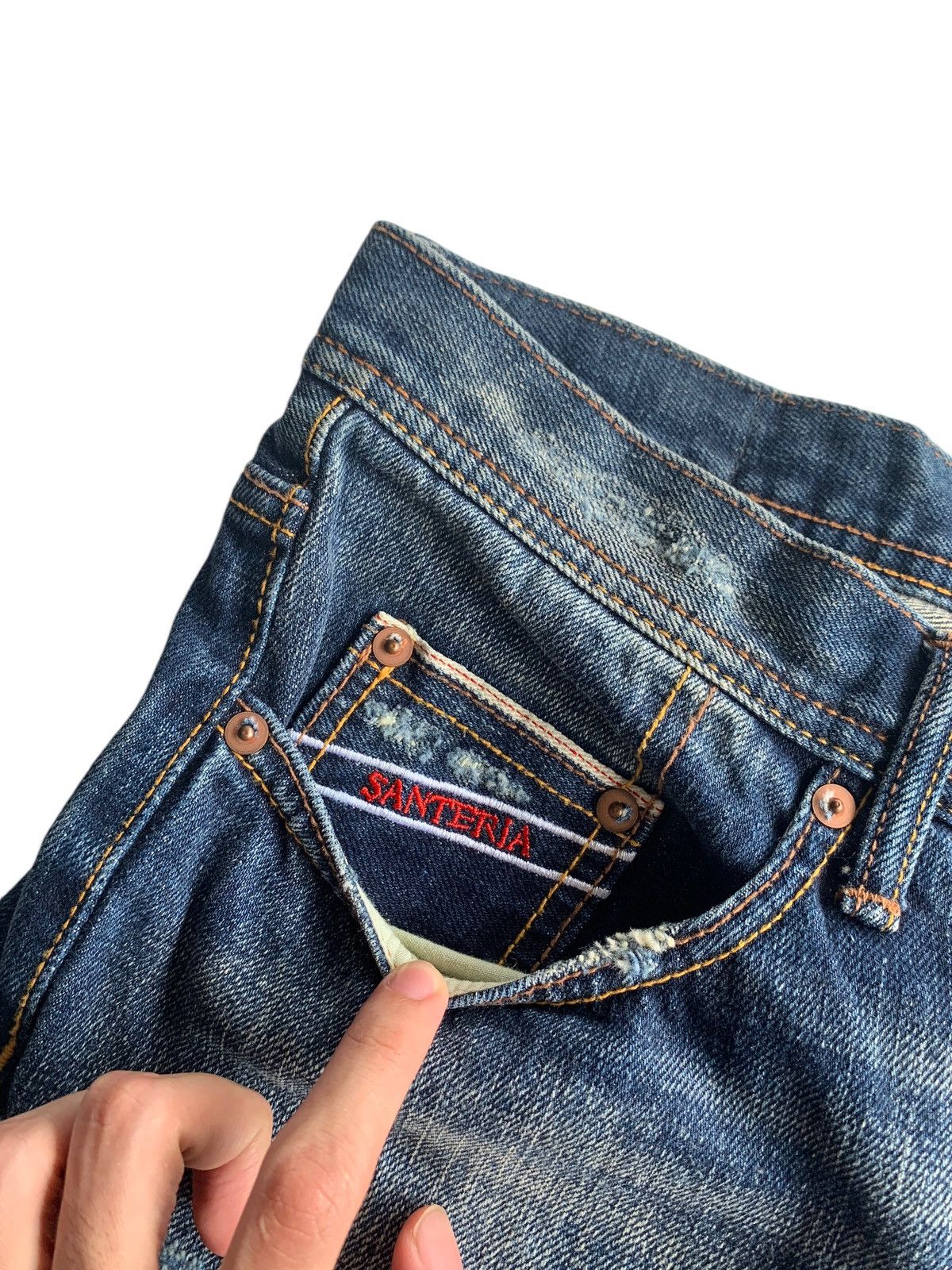 Japanese Brand × Kapital Santeria Eyedy Rare Selvedge Distressed Denim Size US 33 - 14 Thumbnail