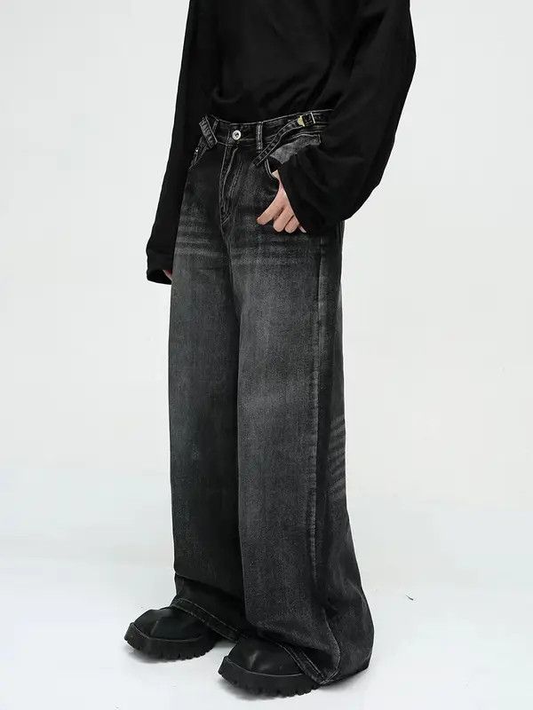 Japanese Brand VIBE Vintage washed black grunge straight leg jeans Size US 33 - 6 Thumbnail