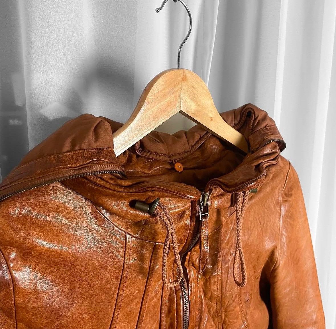 GOA Raccoon Fur Cropped Leather Jacket 2000's