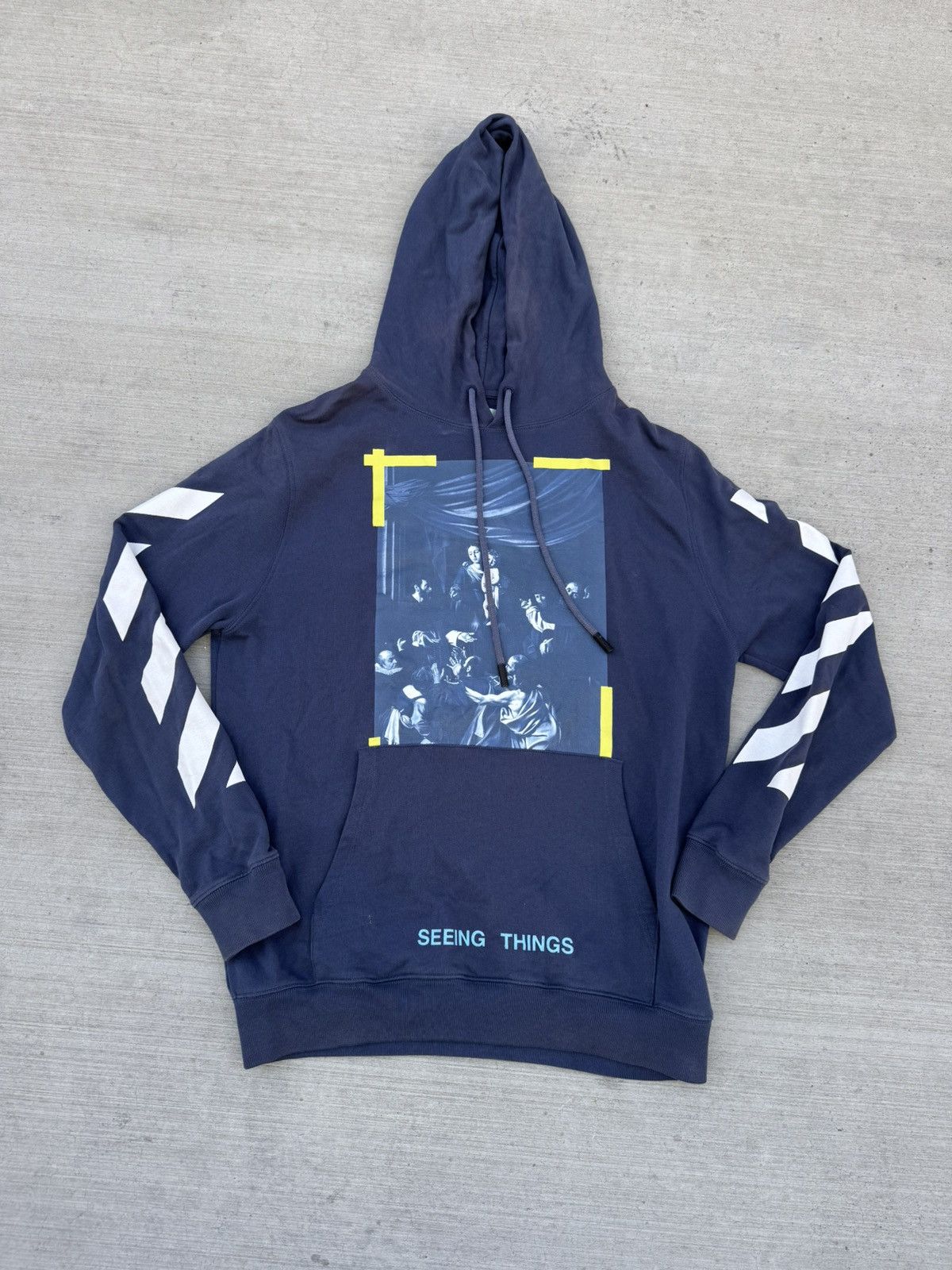Off-White OFF-WHITE CARAVAGGIO HOODIE SEEING THINGS BLUE PULLOVER SZ M Size US M / EU 48-50 / 2 - 1 Thumbnail