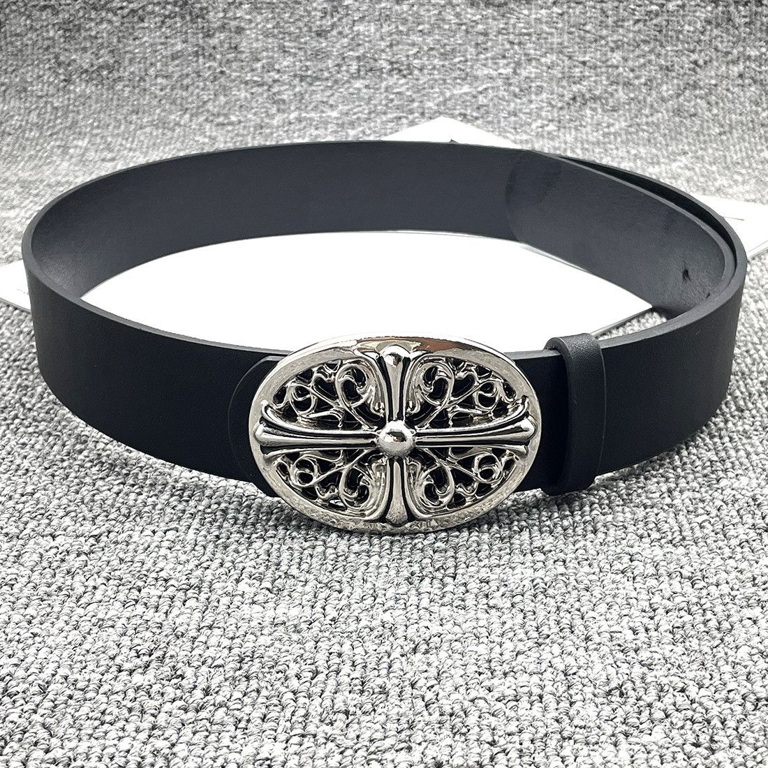 Designer × Japanese Brand × Vintage Men y2k punk petal cross buckle casual black belt Size ONE SIZE - 3 Thumbnail