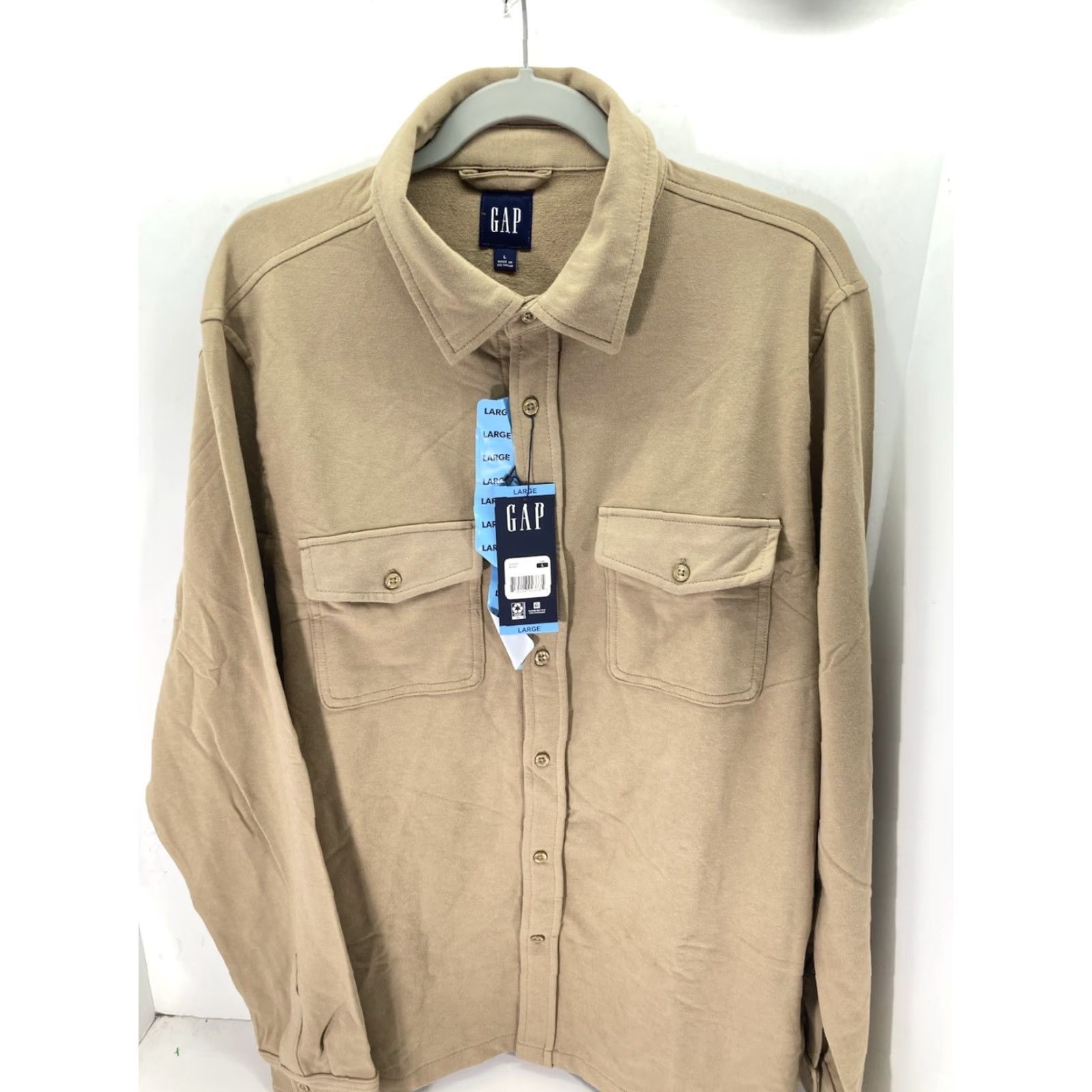 Gap VINTAGE Gap Knit Shirt Men L Brown Button Long Sleeve Cotton Blend Stretch NWT Size US L / EU 52-54 / 3 - 2 Thumbnail