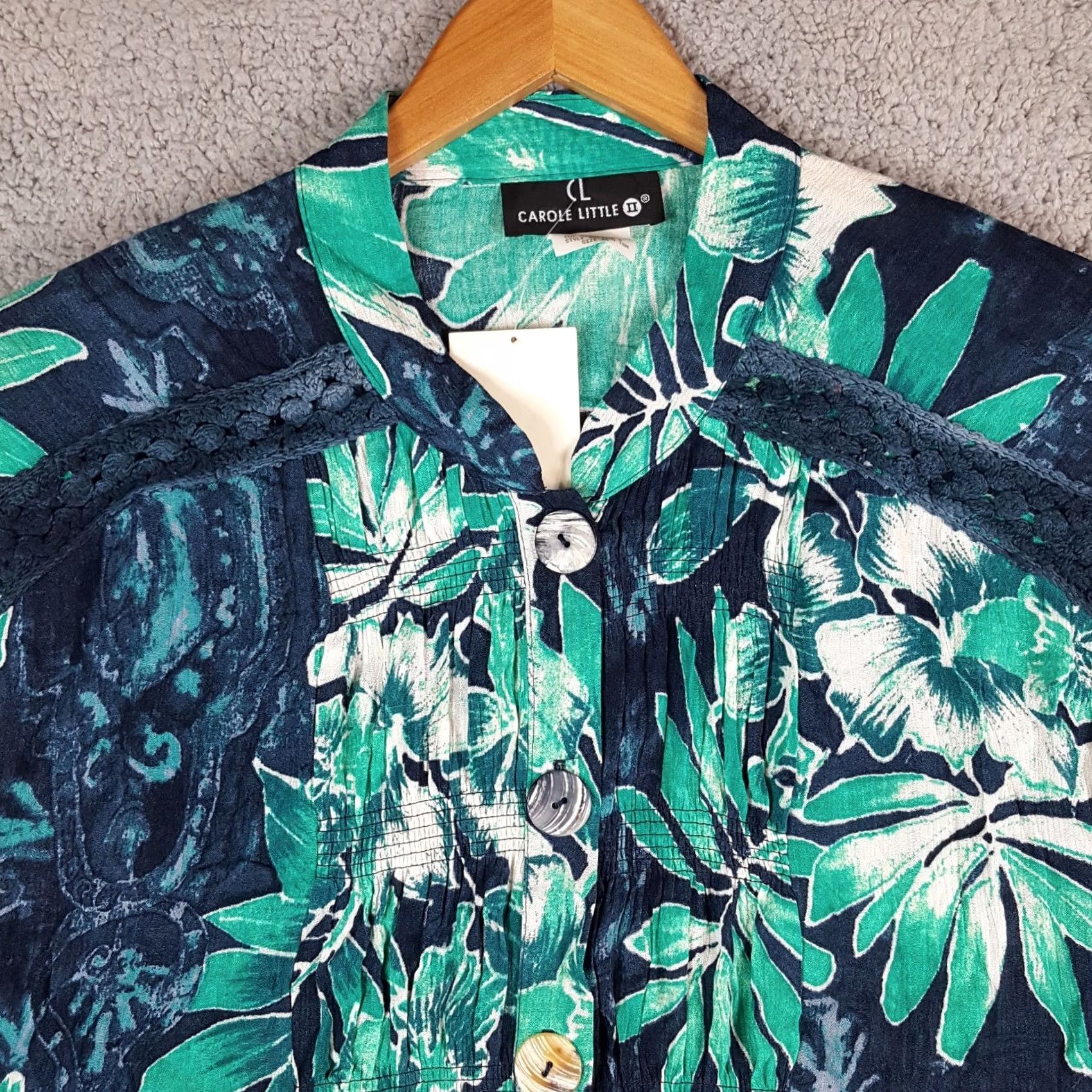 Vintage VINTAGE 90s Floral Hawaiian Women's Size 20 XL Button Collar Polo Camp Shirt Size 3XL / US 20-22 - 2 Thumbnail