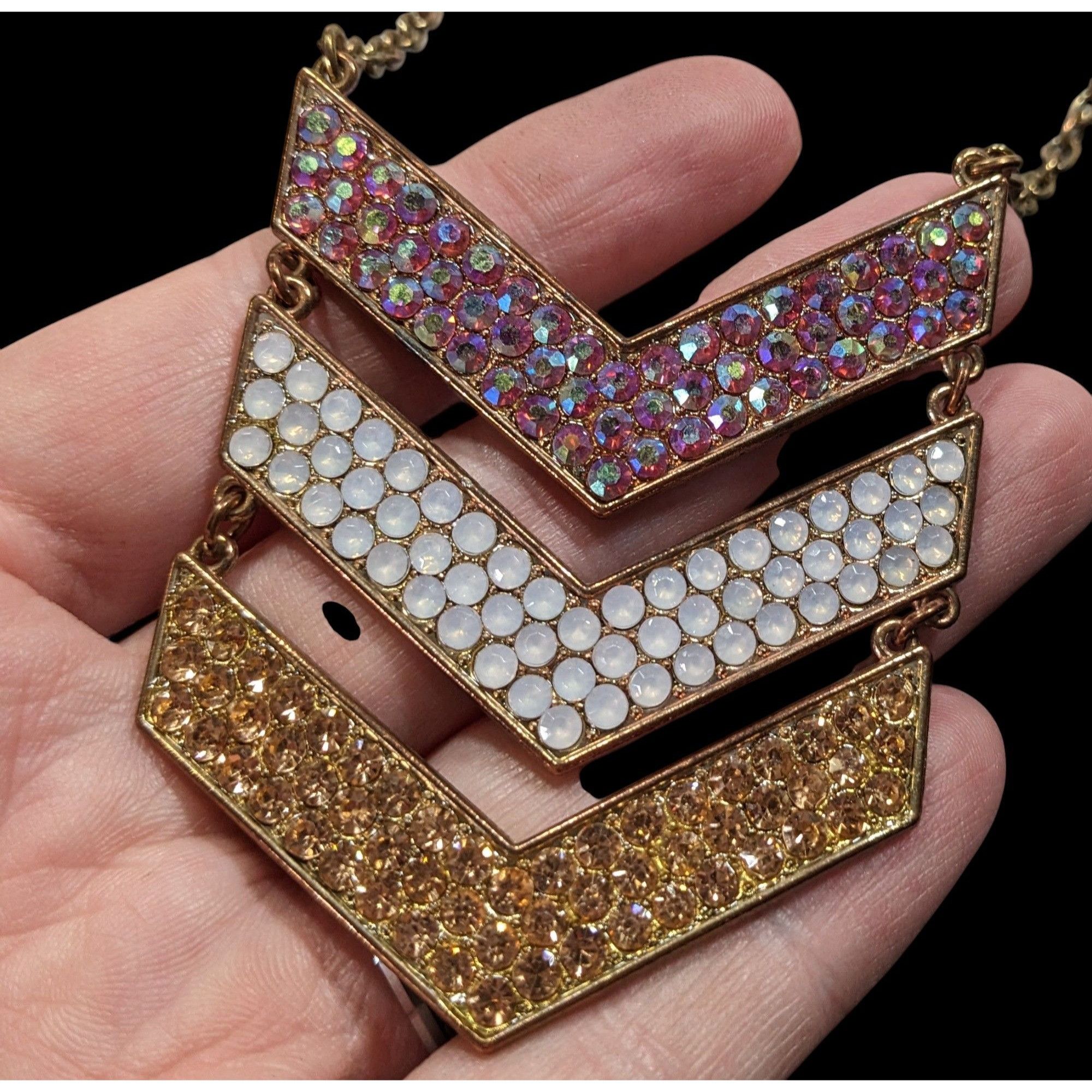 Other Whimsical Glam Multi Chevron Rhinestone Pendant Necklace Size ONE SIZE - 2 Thumbnail