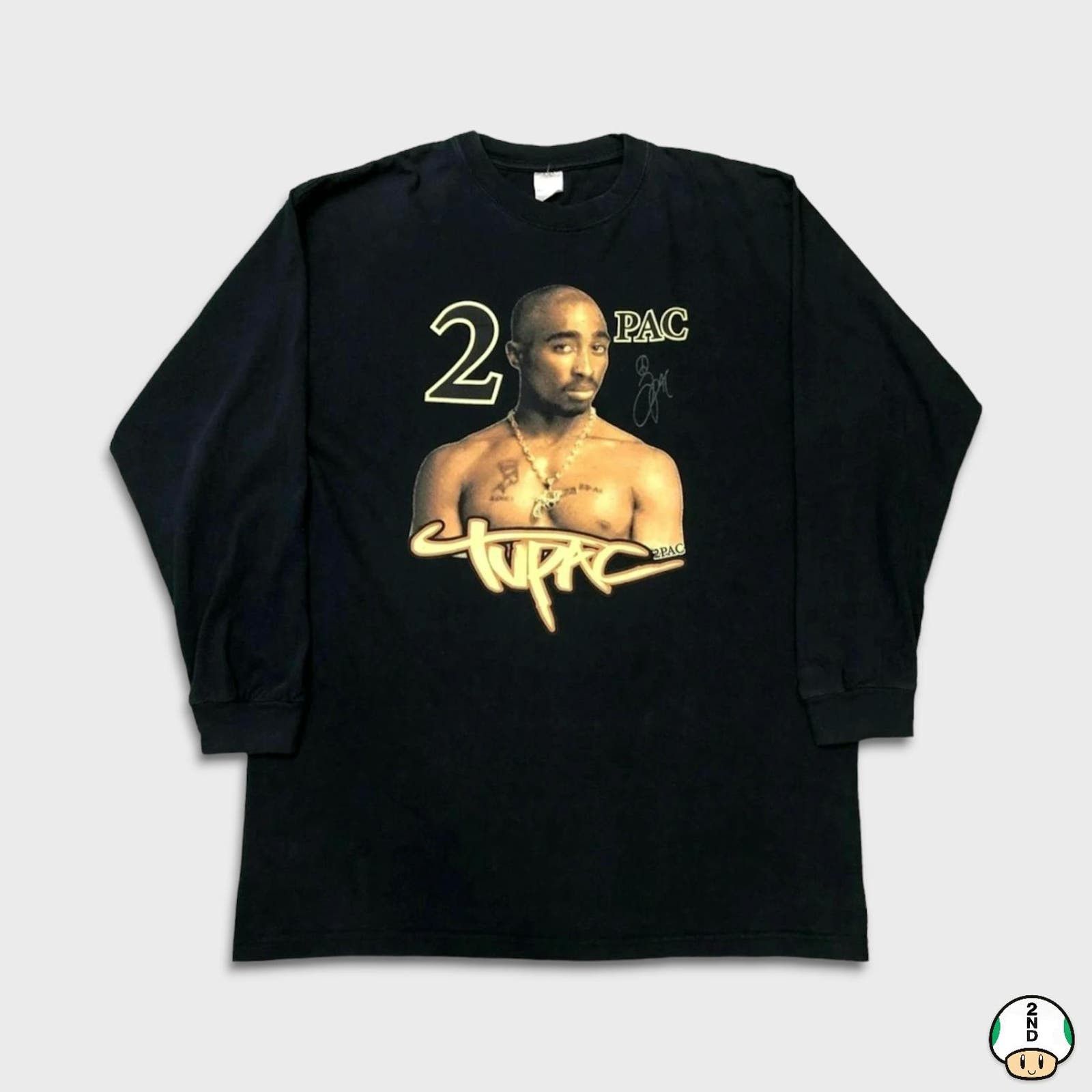 image of Rap Tees x Vintage 90's Tupac Shakur 2Pac Long Sleeve Rap Tee - Mens XL in Black
