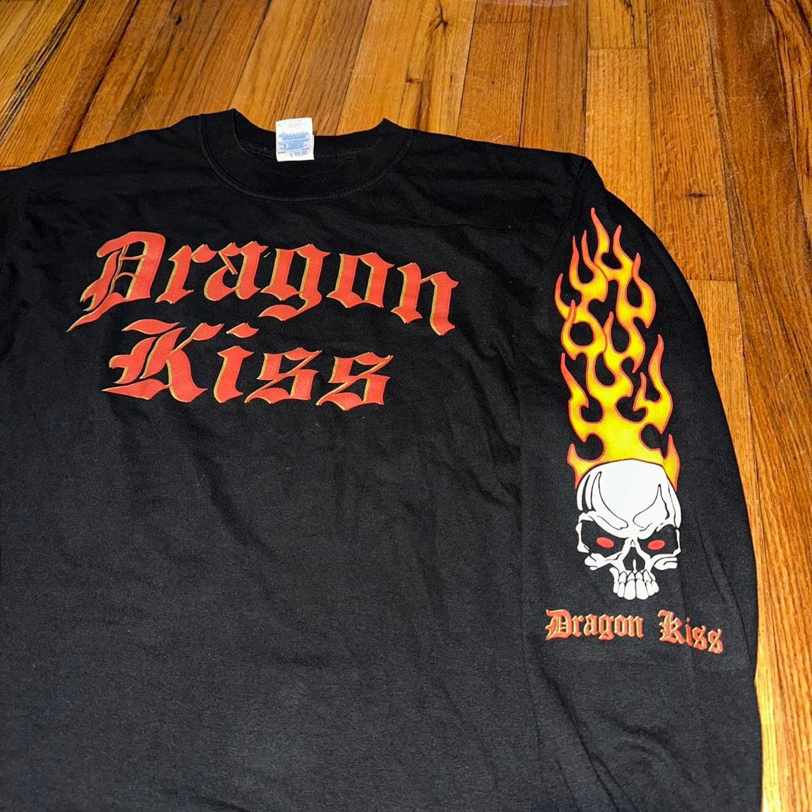 Vintage Vintage Dragon Kiss Flame Skull Long Sleeve Biker Grunge L Size US L / EU 52-54 / 3 - 8 Thumbnail