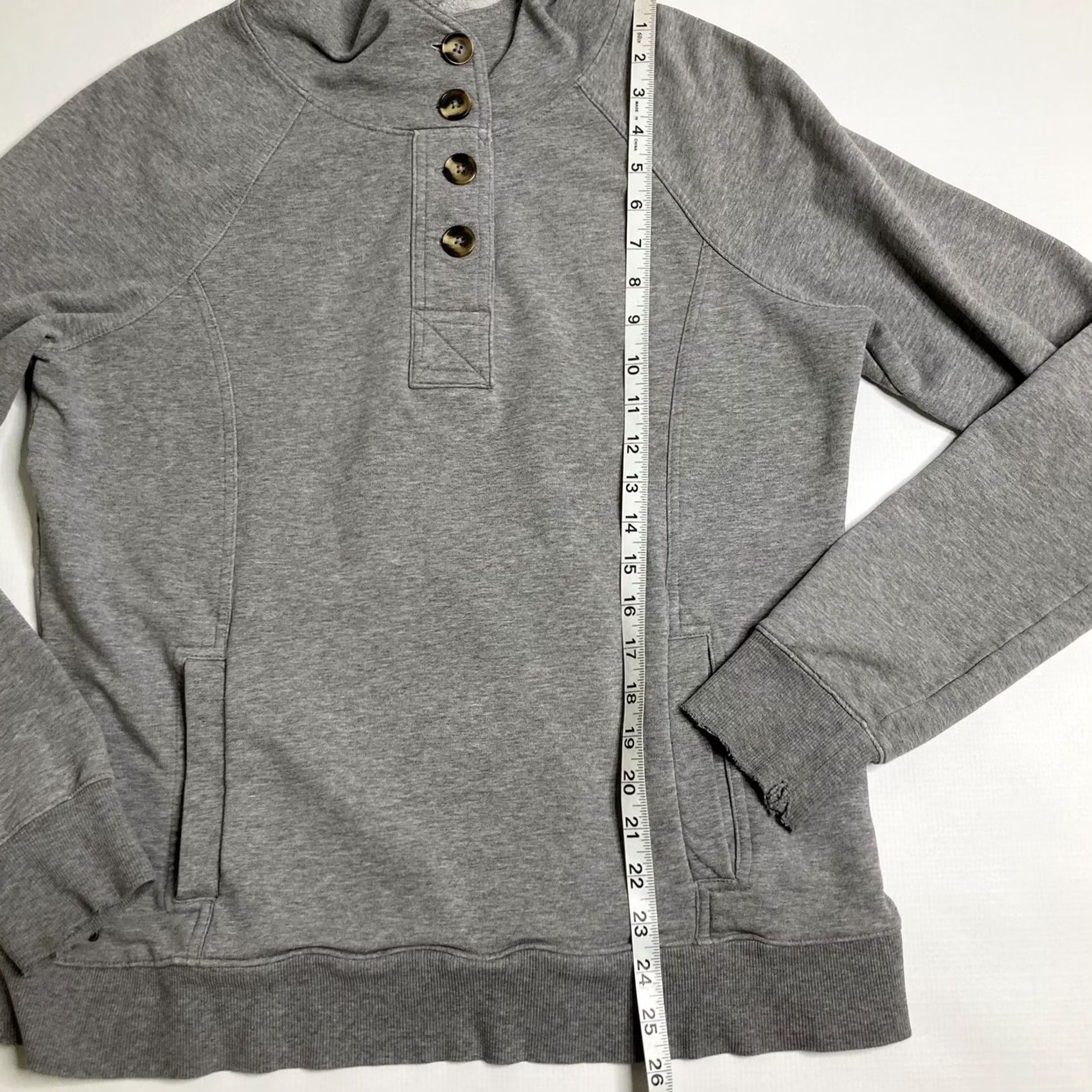 Converse Converse One Star Hoodie Womens XL Gray 4 Button Pullover Knit Raglan Sleeve Hooded Activewear Men/Women Size XL / US 12-14 / IT 48-50 - 6 Thumbnail
