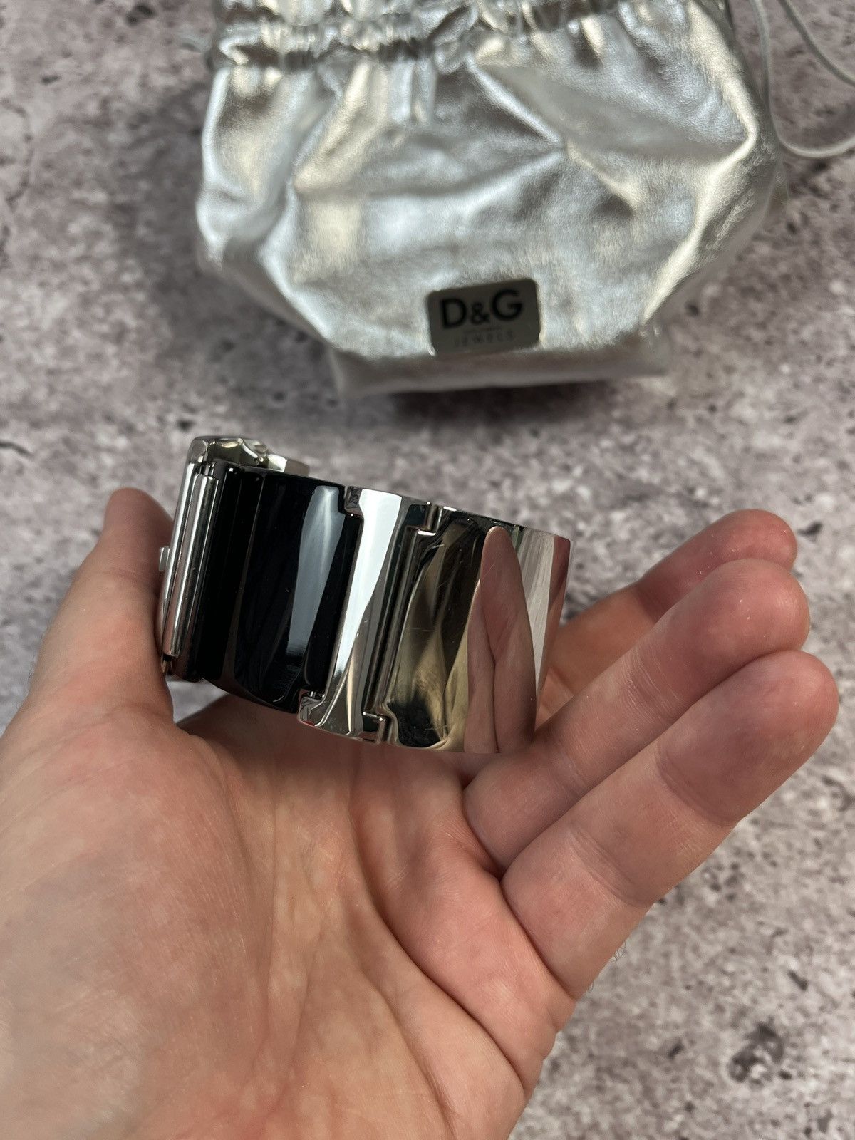Dolce & Gabbana Vintage🔥DOLCE & GABBANA Black Lucite Chrome Buckle Bracelet Size ONE SIZE - 4 Thumbnail