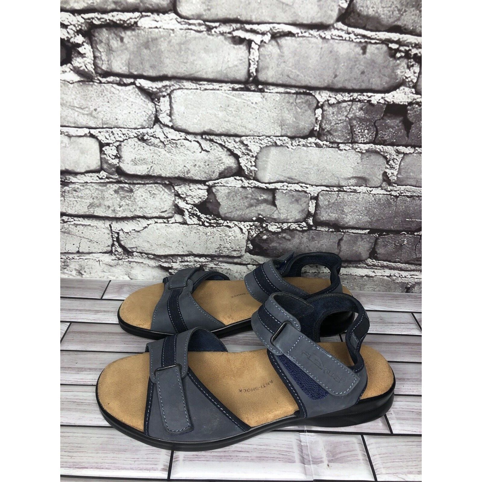 Other Flexus Spring Step Blue Leather Strap Casual Wedge Sandals W Size US 9.5 / IT 39.5 - 10 Thumbnail