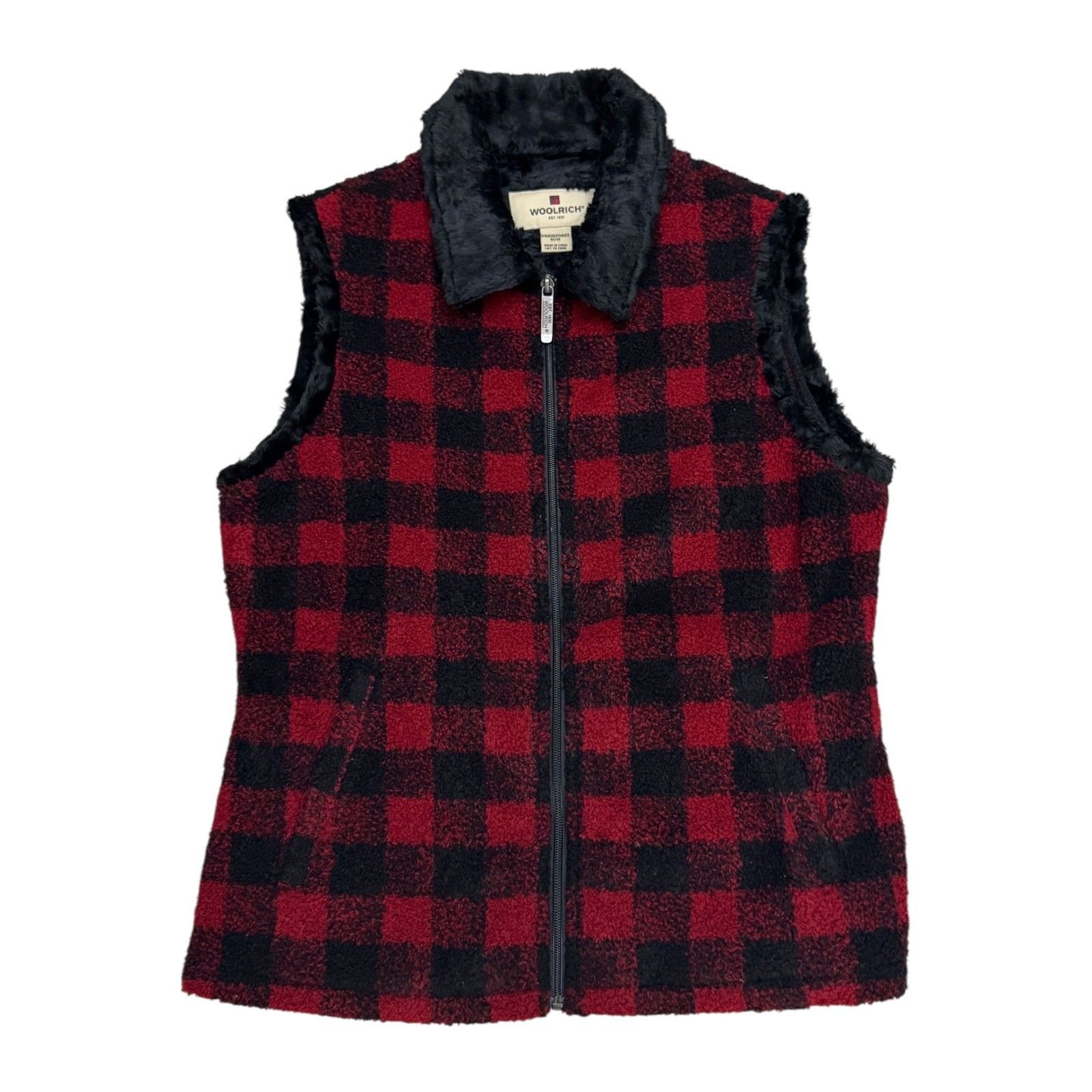 Woolrich Woolen Mills WOOLRICH Vintage Y2K Plaid Red Faux Fur Designer Vest Medium Size M / US 6-8 / IT 42-44 - 1 Thumbnail