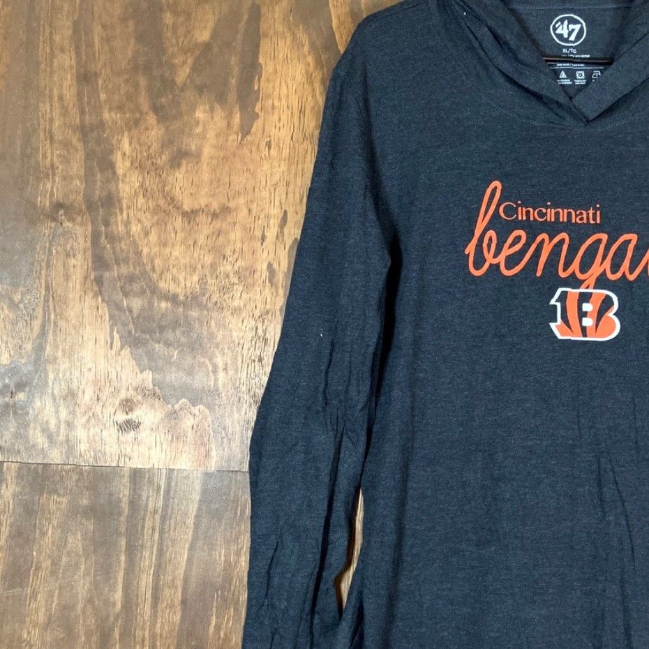 47 VINTAGE 47 Womens Shirt NFL Cincinnati Bengals Hooded XL Charcoal Grey Football Casual Womens Sportwear Pullover Long Sleeve T-Shirt Size XL / US 12-14 / IT 48-50 - 4 Thumbnail