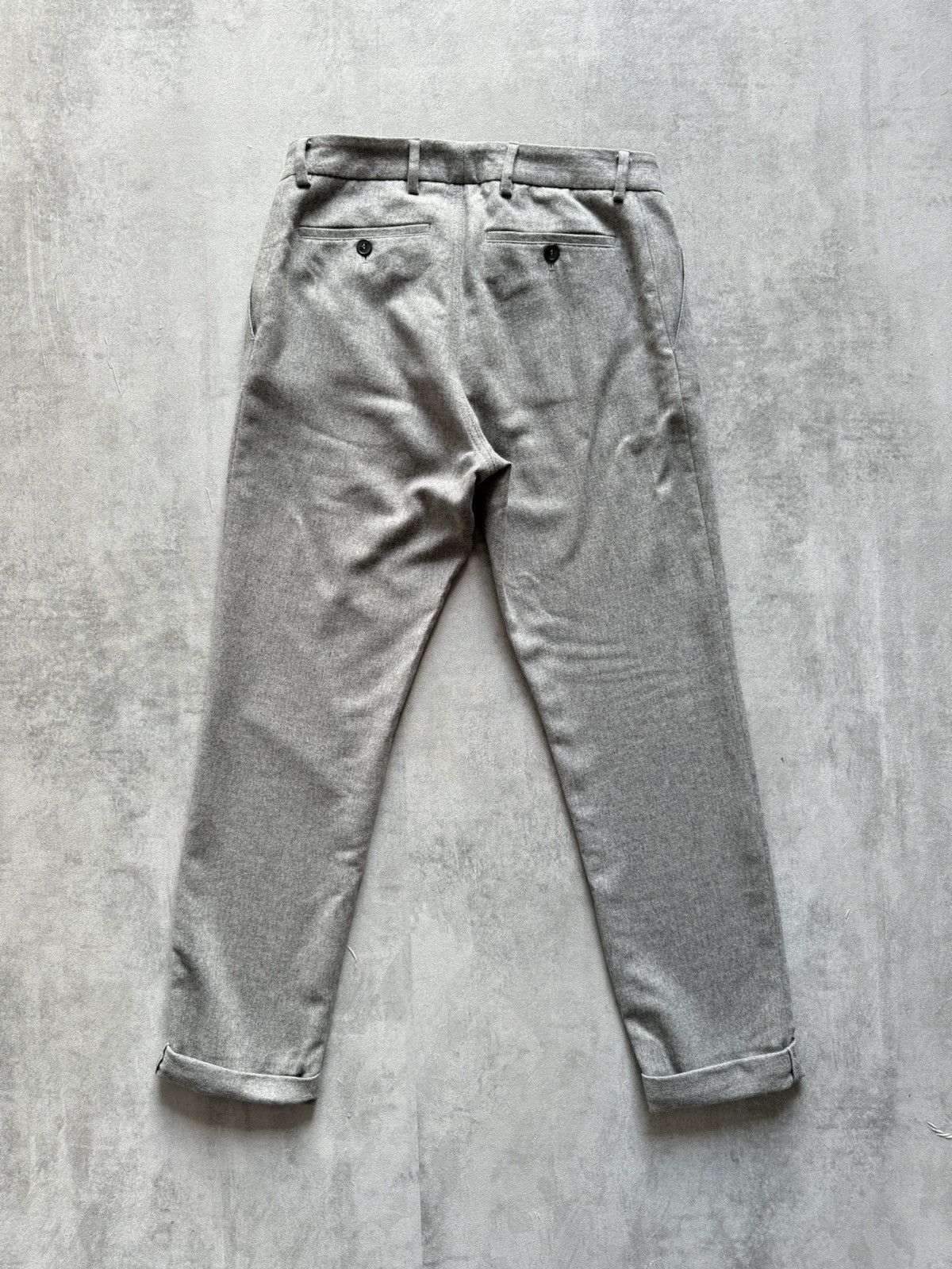 Designer RECYCLED Wool Pants Grey Trousers Uniform For DEDICATED Mens Size US 26 / EU 42 - 2 Thumbnail
