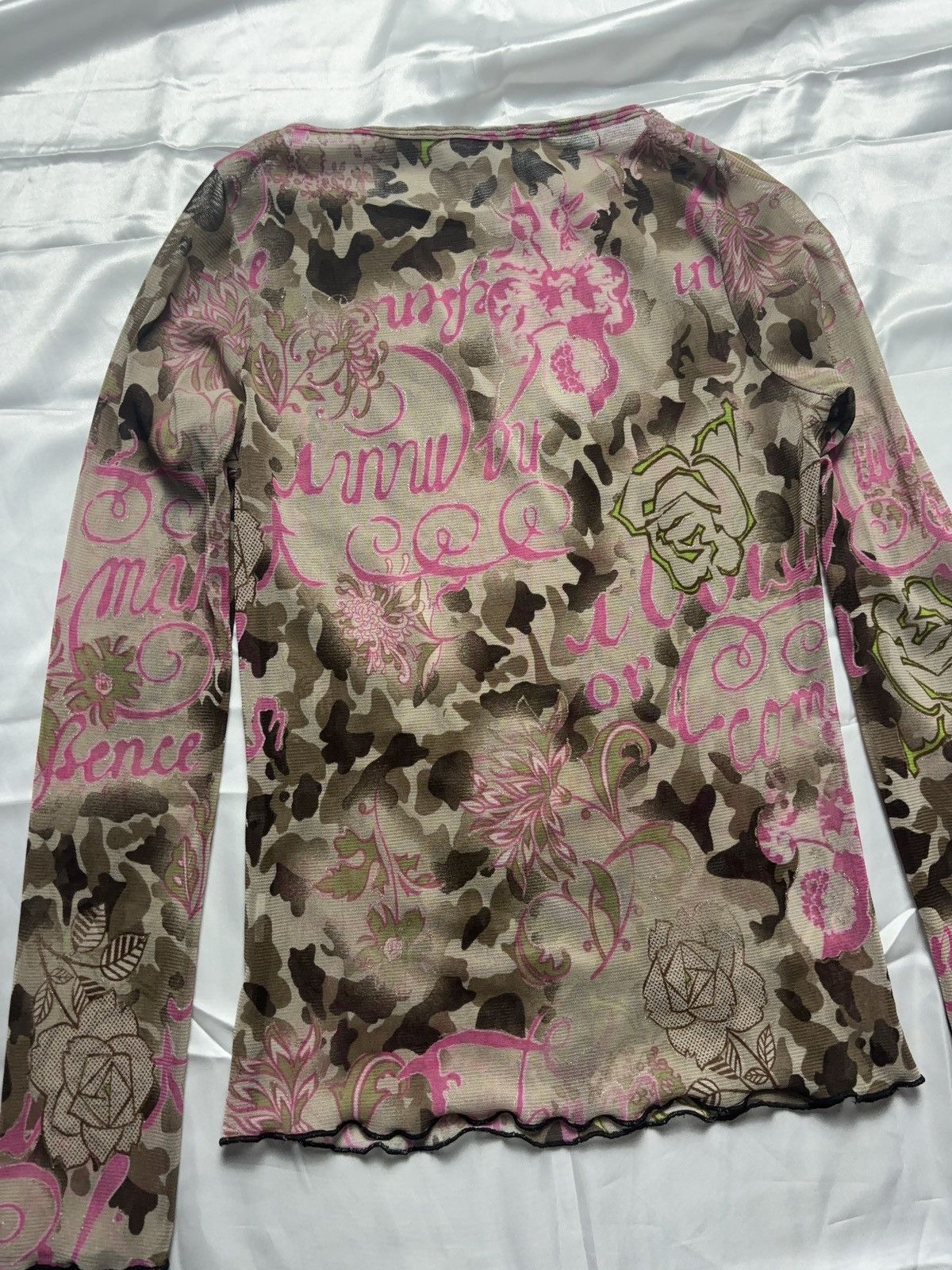 Japanese Brand × Vintage Printed camo mesh long sleeve glamour vintage top Size S / US 4 / IT 40 - 10 Thumbnail