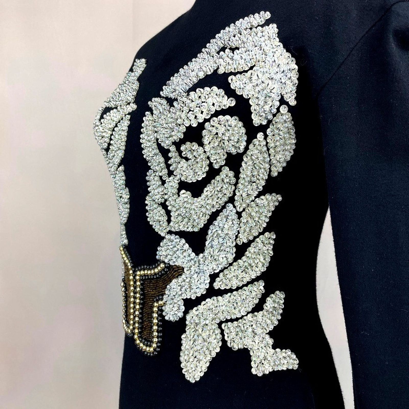 Vintage Womens (S/M) 90s Beaded Bodycon Cocktail Dress Mini Mobwife Size S / US 4 / IT 40 - 9 Thumbnail