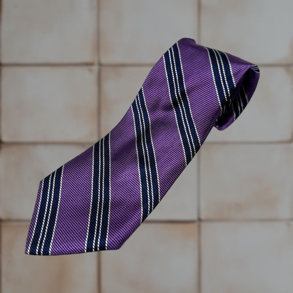 Brooks Brothers Brooks Brothers Tie Silk Striped Purple Navy Made in USA 3.5"x60" Mens Size ONE SIZE - 1 Thumbnail
