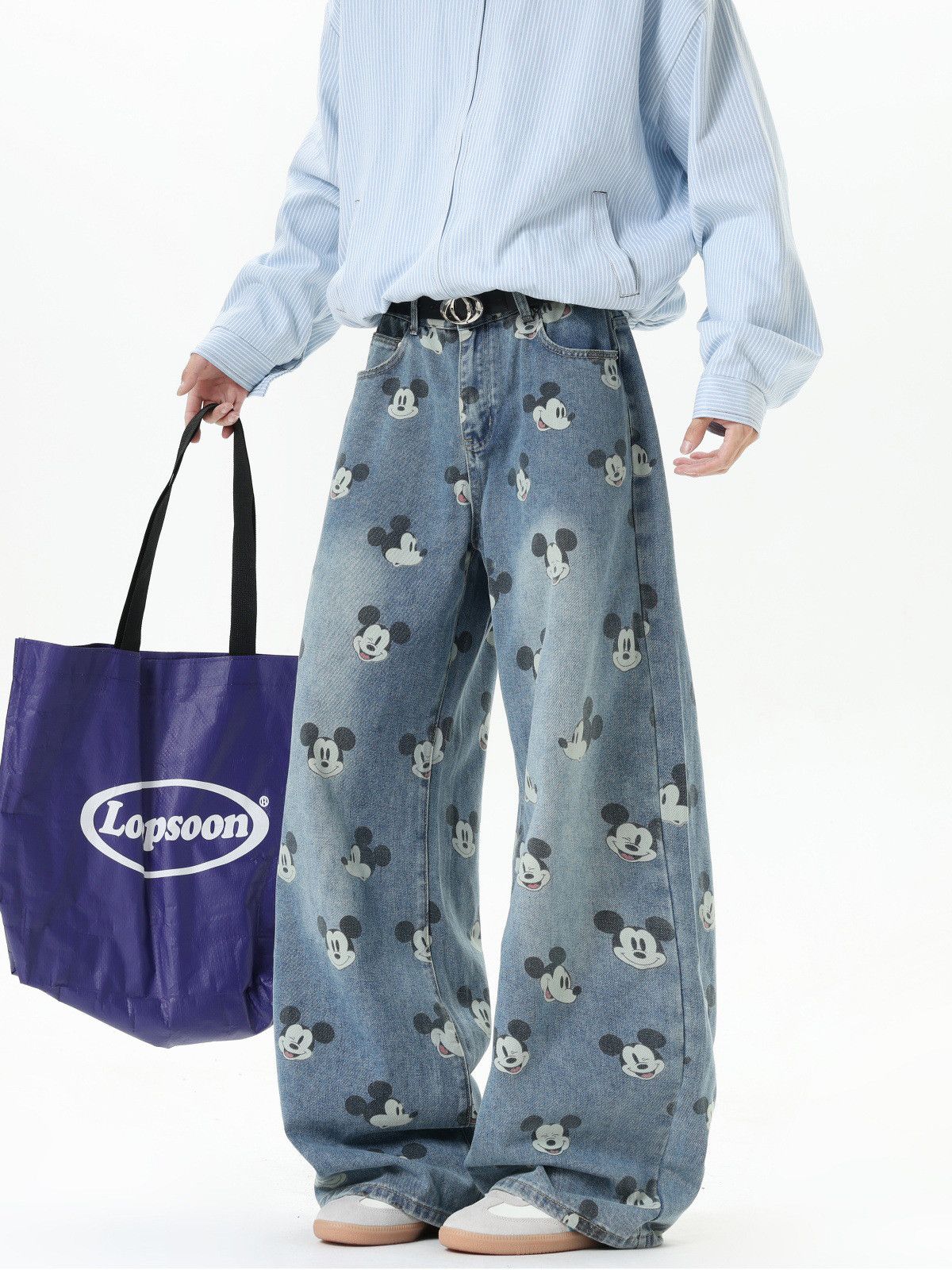 Jean Men's American Retro Loose-fitting Cartoon Print Jeans Size US 32 / EU 48 - 1 Thumbnail