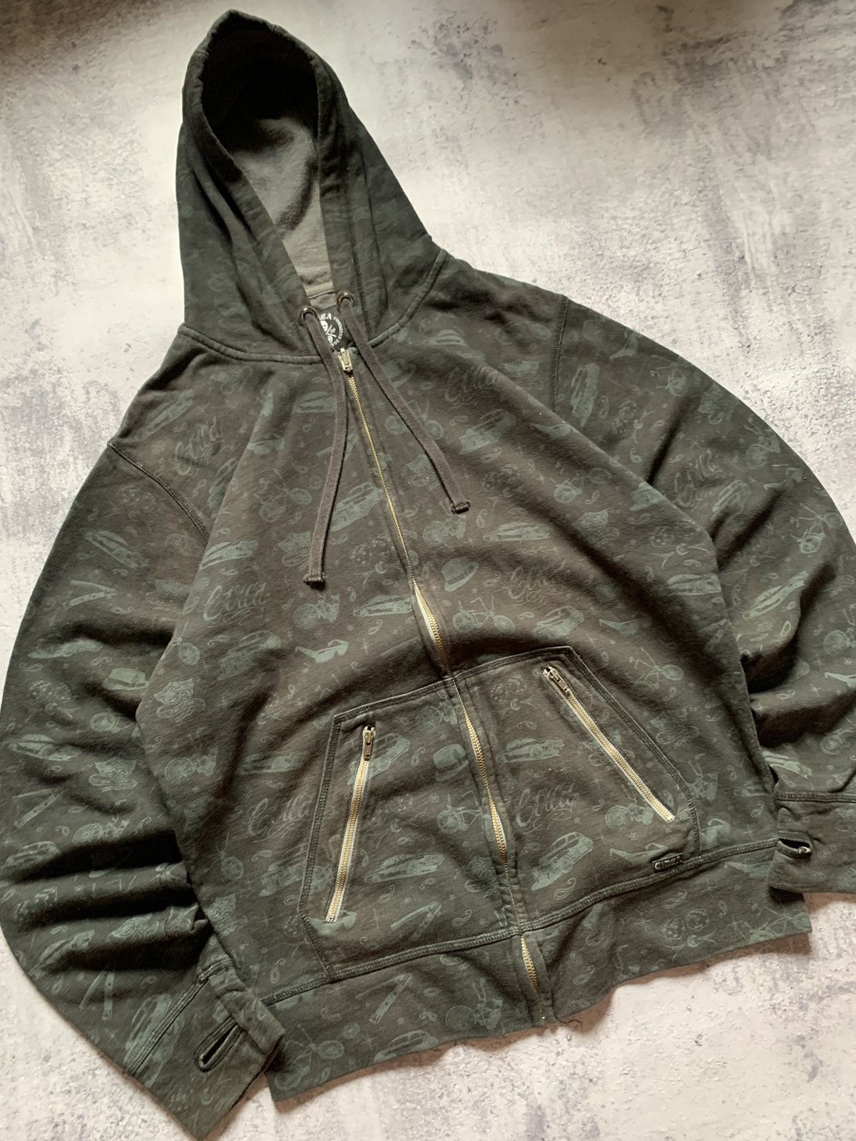 C1RCA × Hook-Ups Vintage Y2K Circa Skateboarding AOP Back Zip Hoodie Size US L / EU 52-54 / 3 - 4 Thumbnail