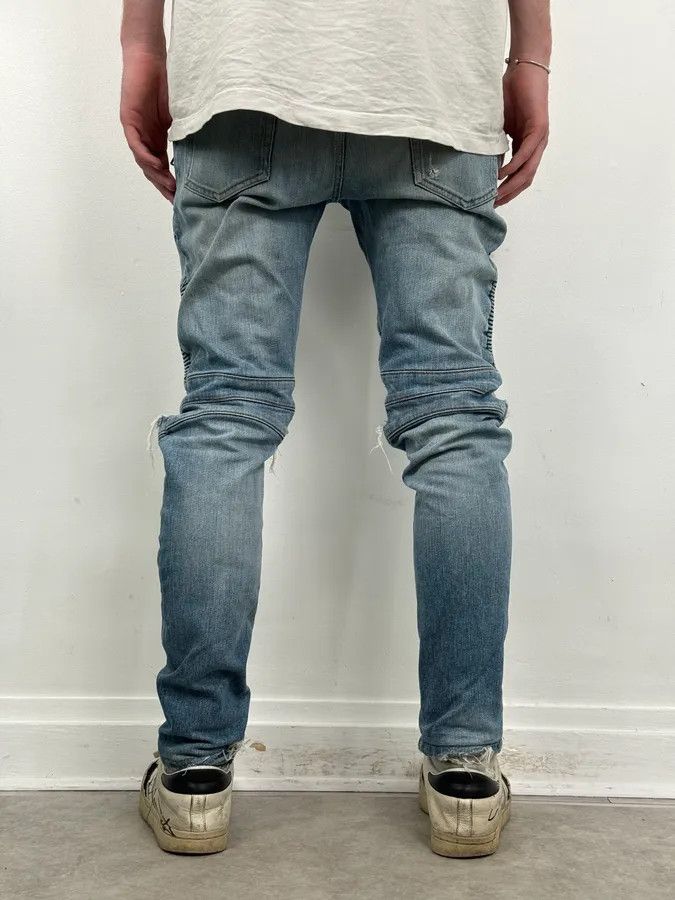 Balmain 2010s Balmain Light Blue Denim Distressed Jeans Size US 33 - 4 Thumbnail