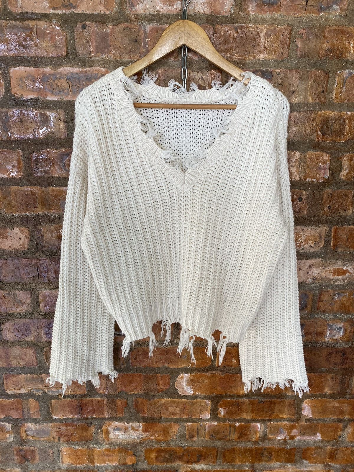 General Research × Japanese Brand × URBAN RESEARCH DOORS Sense Of Place Japan distresses fringe cable knit Size US M / EU 48-50 / 2 - 2 Thumbnail