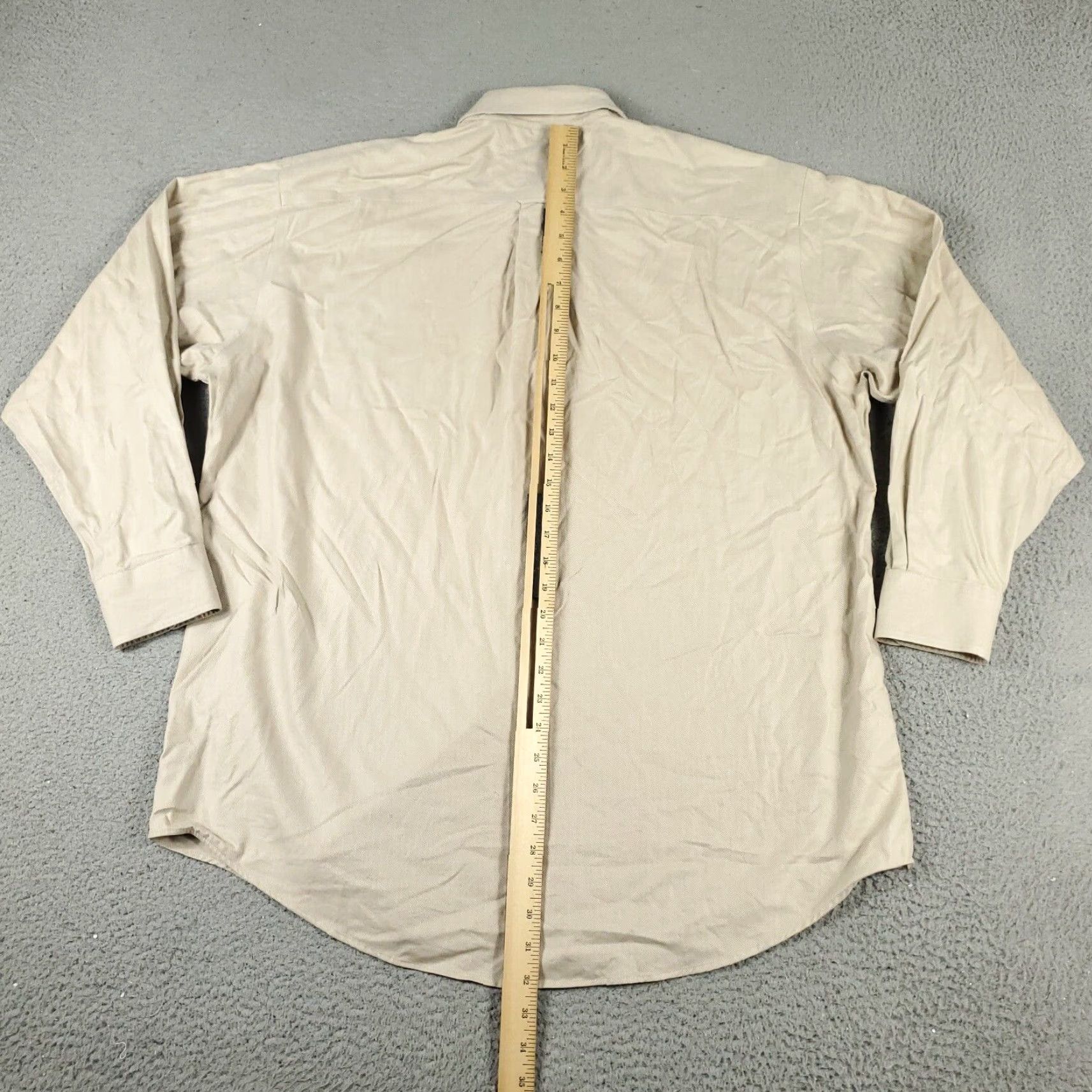 Tommy Hilfiger TOMMY HILFIGER Dress Shirt Mens 16 Beige Long Sleeve Button Up Solid Preppy Size 42R - 3 Thumbnail
