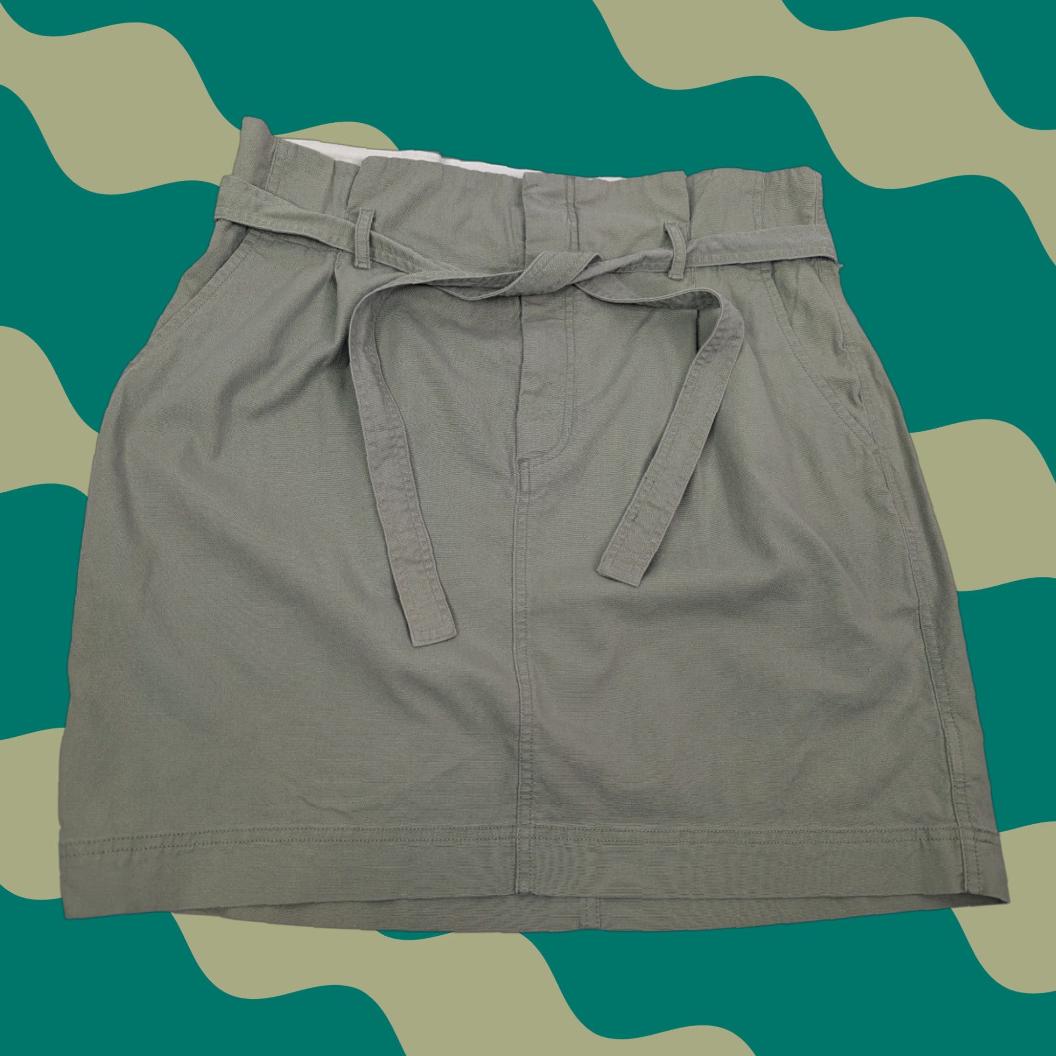 Gap Gap Womens Skirt Paperbag Mini Belted Green Size 14 Cotton Lyocell Douglas Size 36" / US 14 / IT 50 - 1 Thumbnail