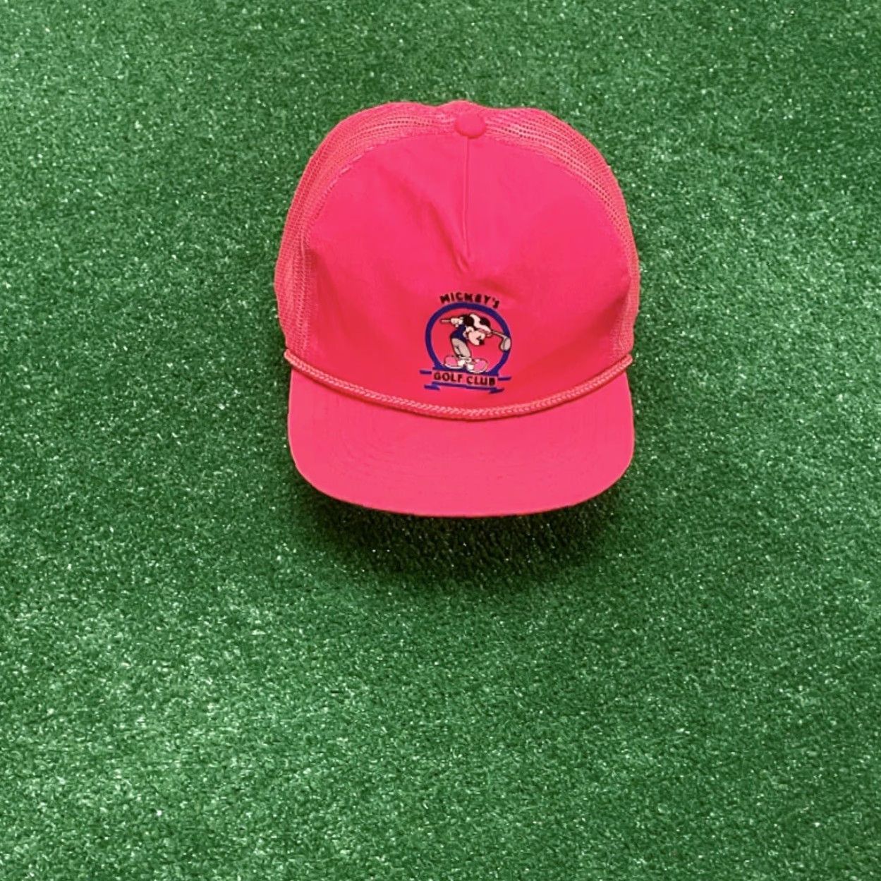 Disney VINTAGE Mickey Mouse Golf Club VTG Snap Back Trucker Hat Adult Pink 80s 90s Cartoon Sports Adjustable Men One Size Size ONE SIZE - 4 Thumbnail