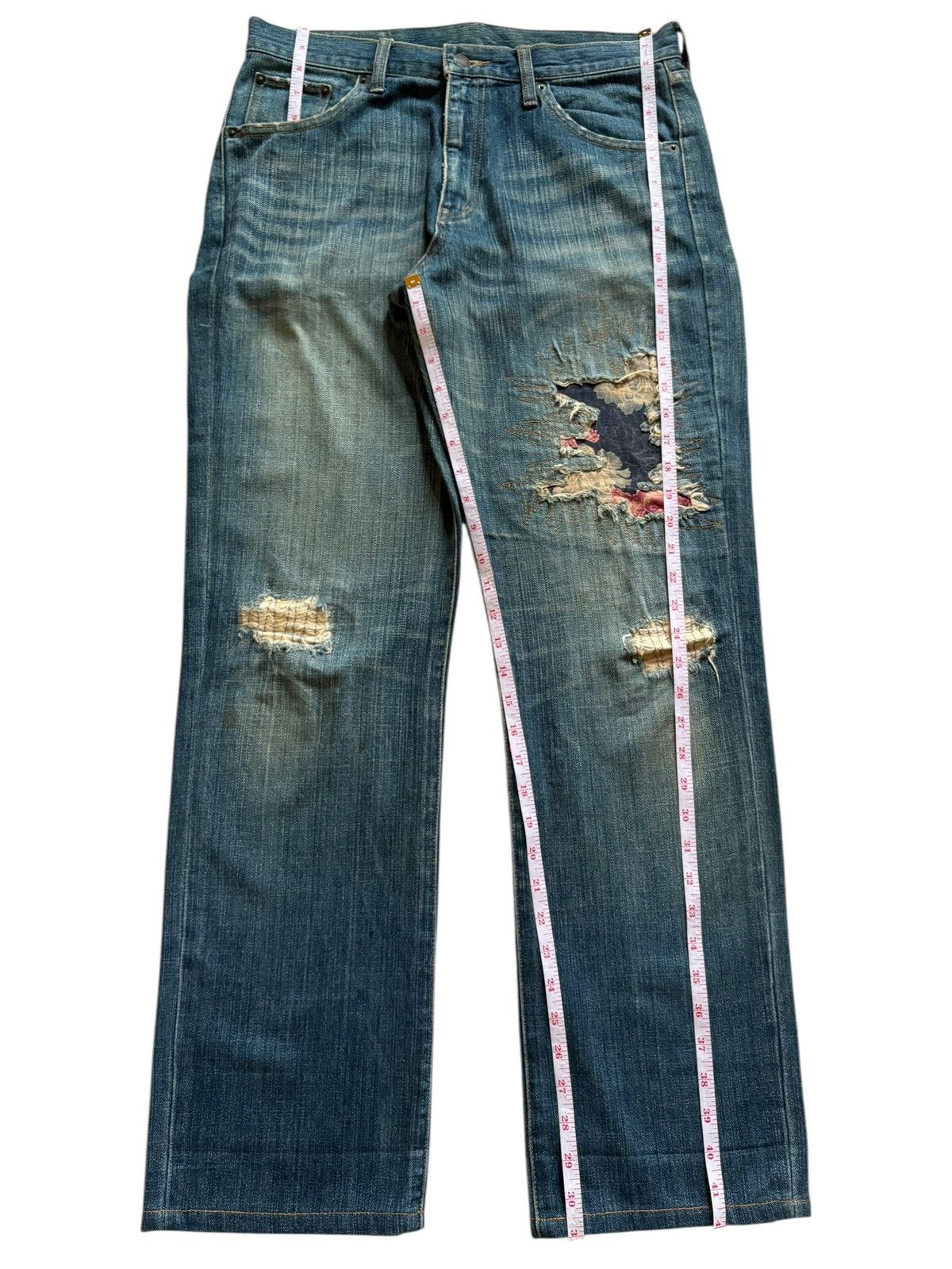 Japanese Brand Vintage Japanese Brand Mud Wash Sashiko Patched Baggy Jeans Size US 33 - 11 Thumbnail